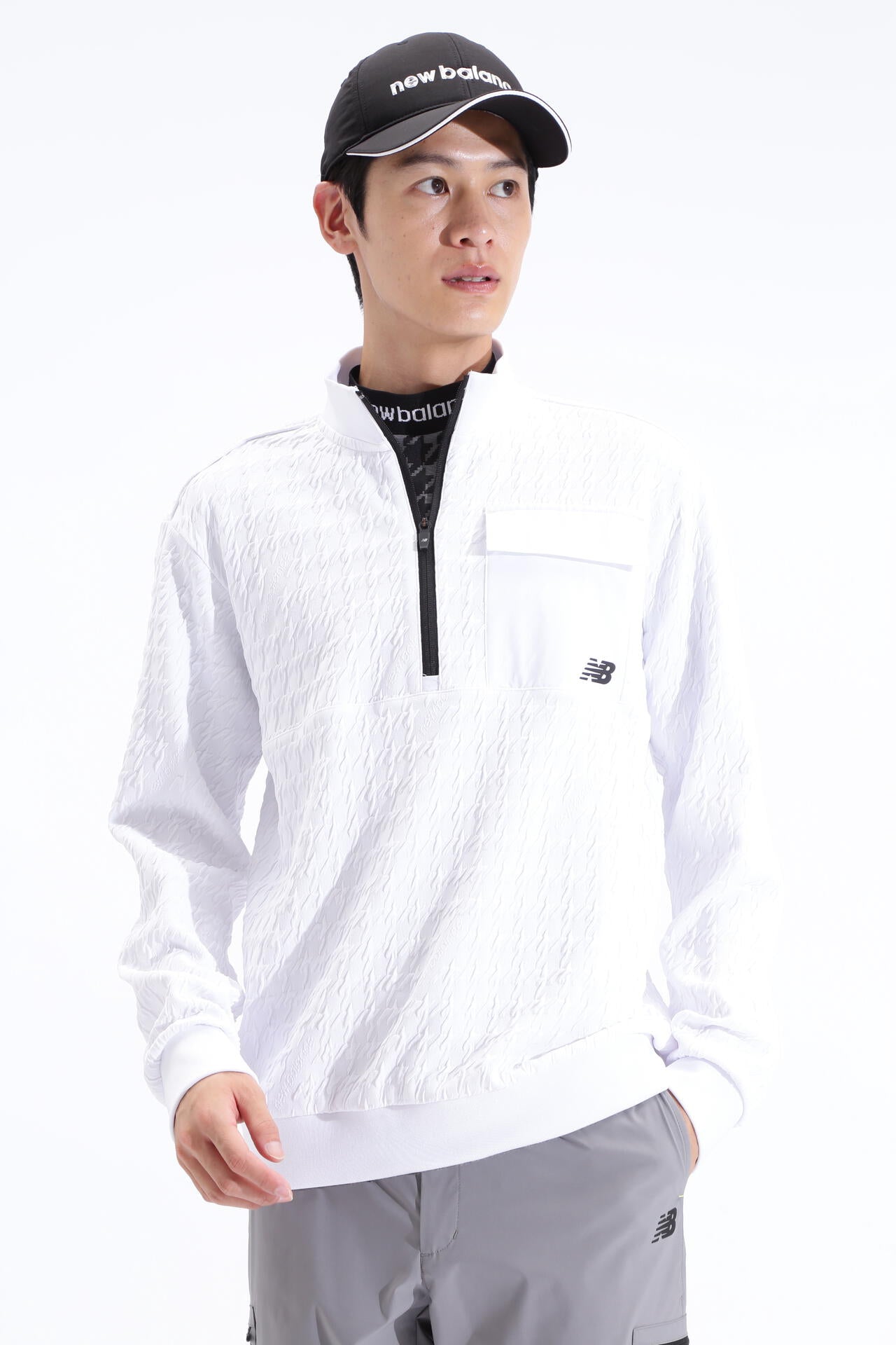 千鳥格子 スウェット ハーフジップ プルオーバー (MENS SPORT)