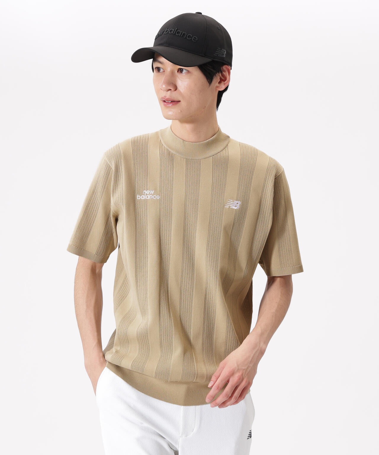 【直営店舗限定】ハーフスリーブ モックネック ニット プルオーバー (MENS)