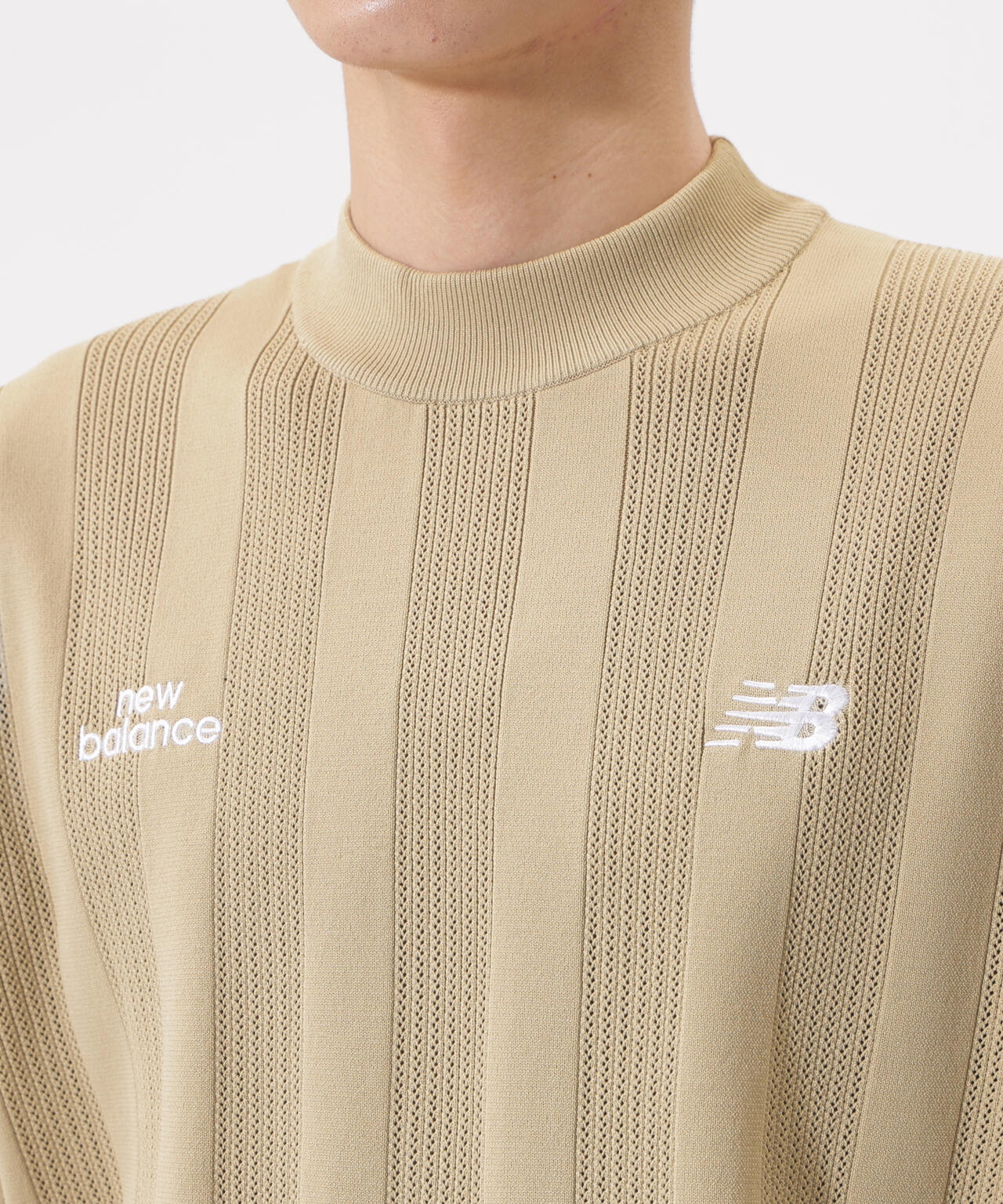 【直営店舗限定】ハーフスリーブ モックネック ニット プルオーバー (MENS)