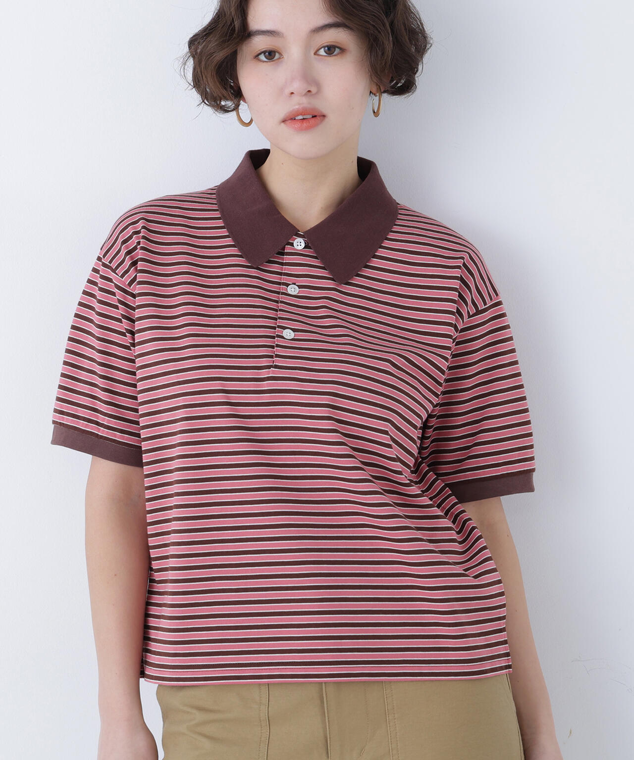 (FUDGE掲載)(STAR & STRIPE)ボーダー半袖ポロシャツ