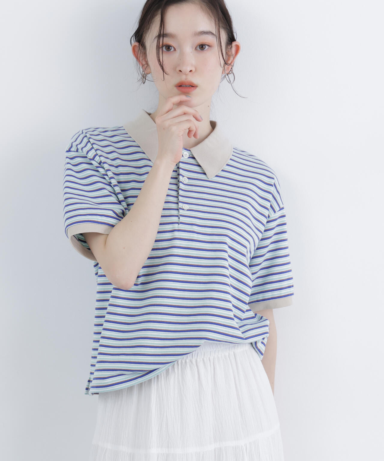 (FUDGE掲載)(STAR & STRIPE)ボーダー半袖ポロシャツ