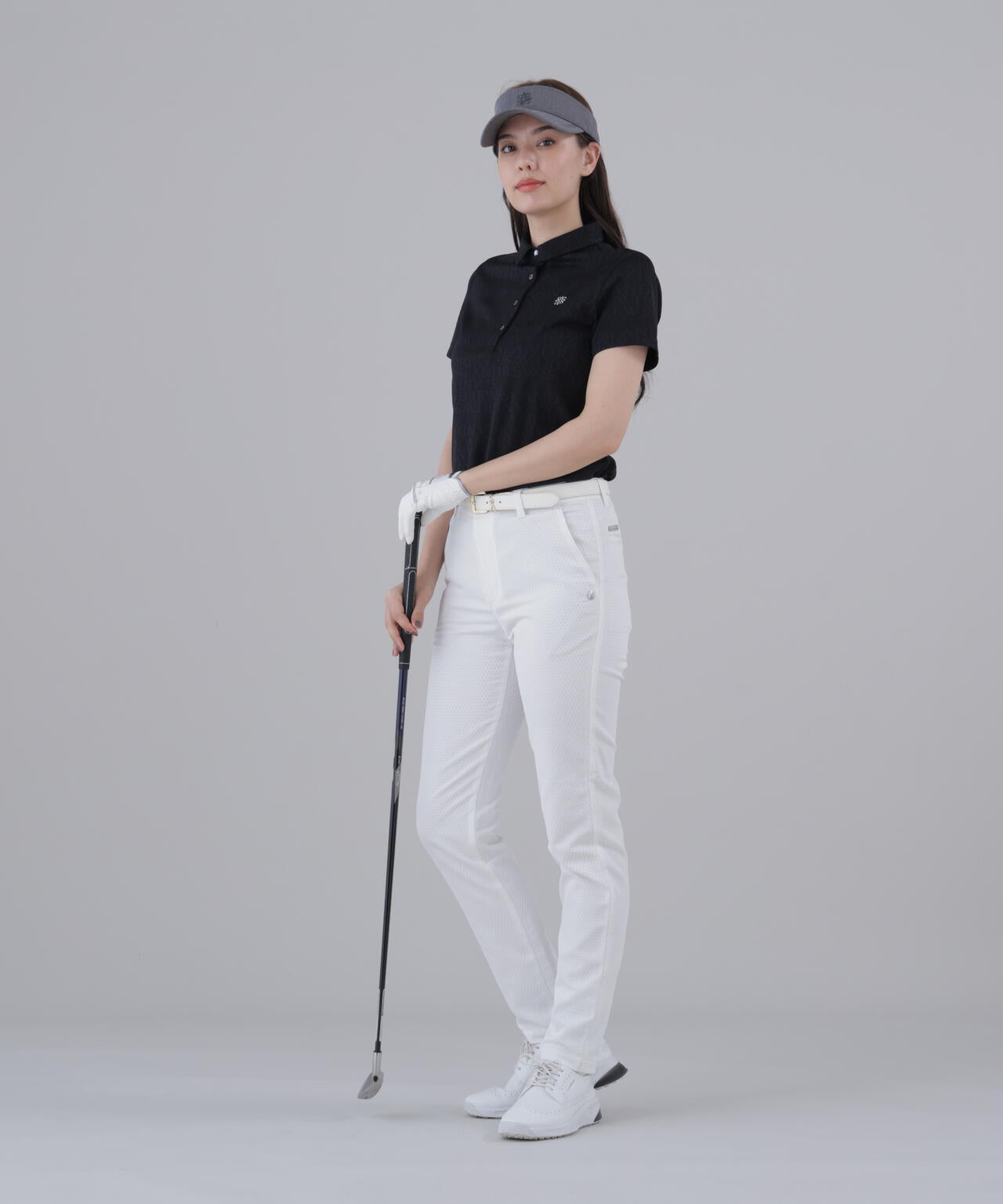 ダブルロゴジャガード無地半袖シャツ (WOMENS)