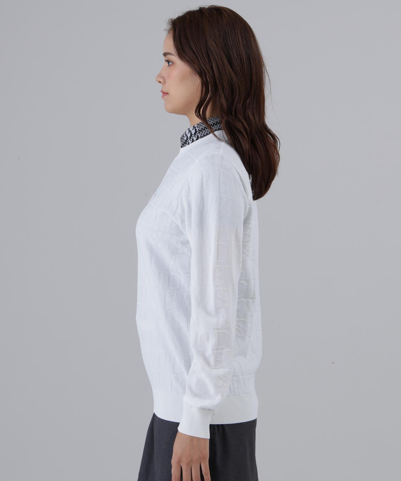 【オンライン限定SALE】ダブルロゴジャガードクルーネックニットプルオーバー (WOMENS)