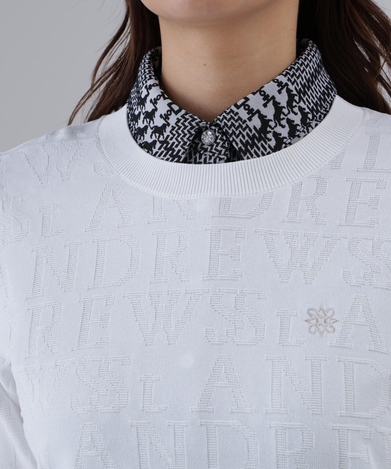 【オンライン限定SALE】ダブルロゴジャガードクルーネックニットプルオーバー (WOMENS)