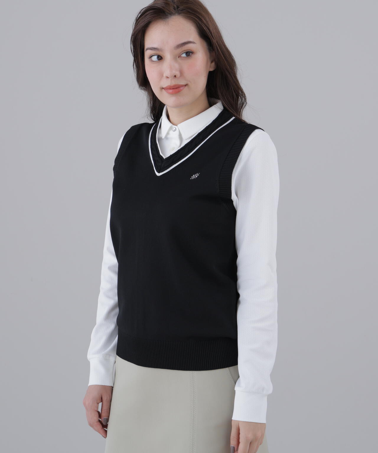 【オンライン限定SALE】12G天竺Vネックニットベスト (WOMENS)
