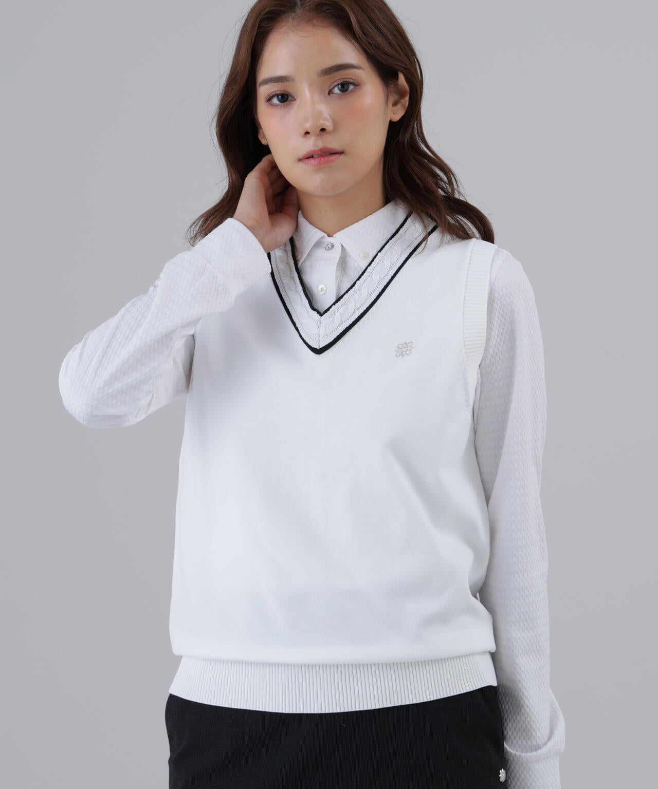 【オンライン限定SALE】12G天竺Vネックニットベスト (WOMENS)