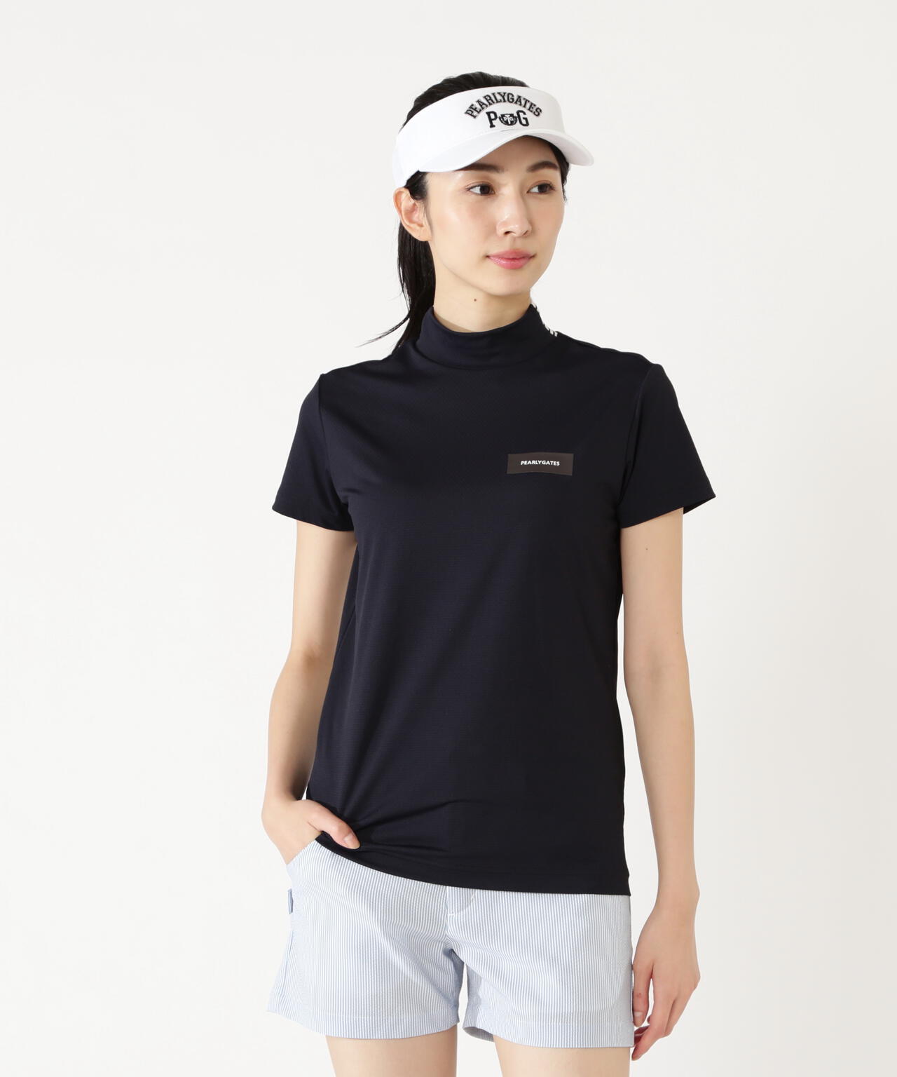 ハニカムストレッチ半袖モックネックカットソー