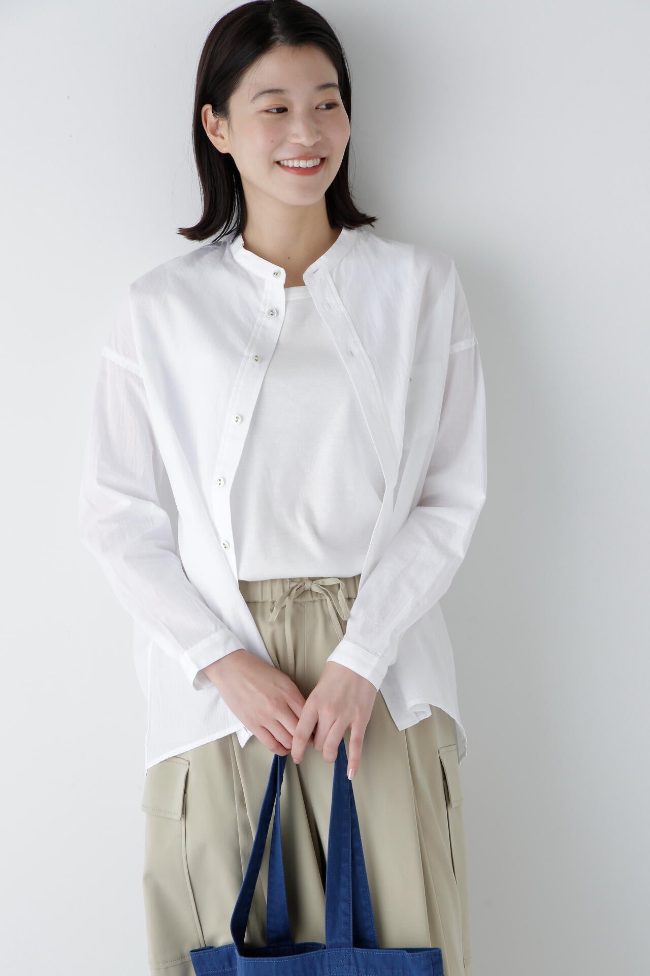 【WEB限定】【NATIC】スタンドカラーブラウス