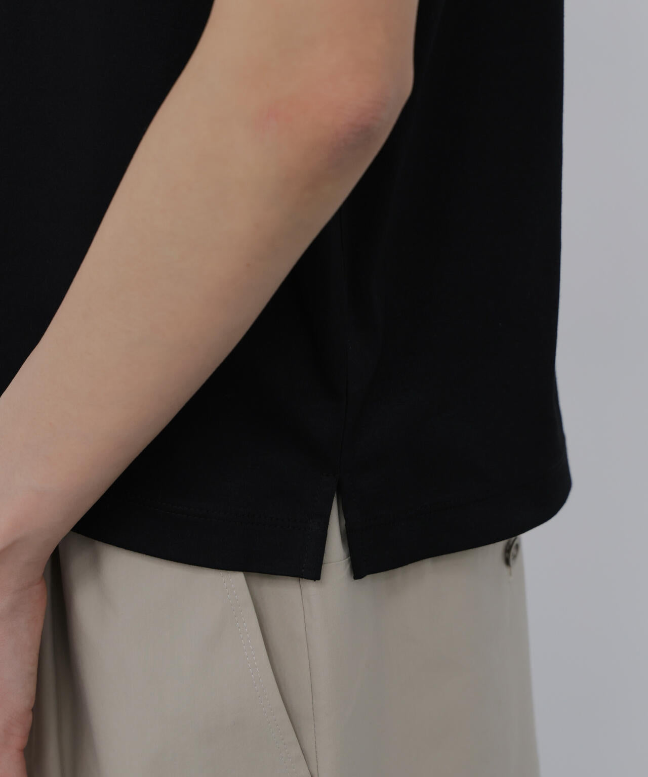 《洗える》レース衿スムースTシャツ