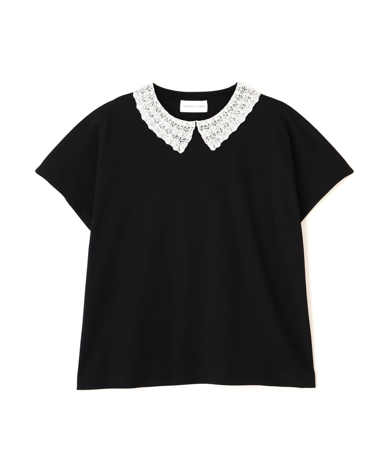 《洗える》レース衿スムースTシャツ