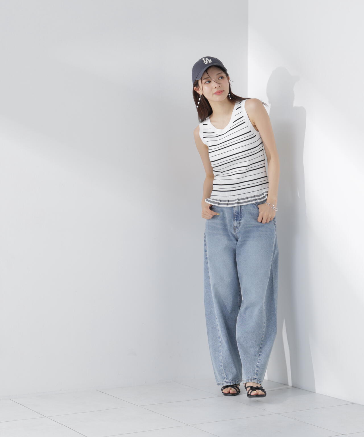 <青島心さん着用>〈a/mie〉ワイドバレルパンツ