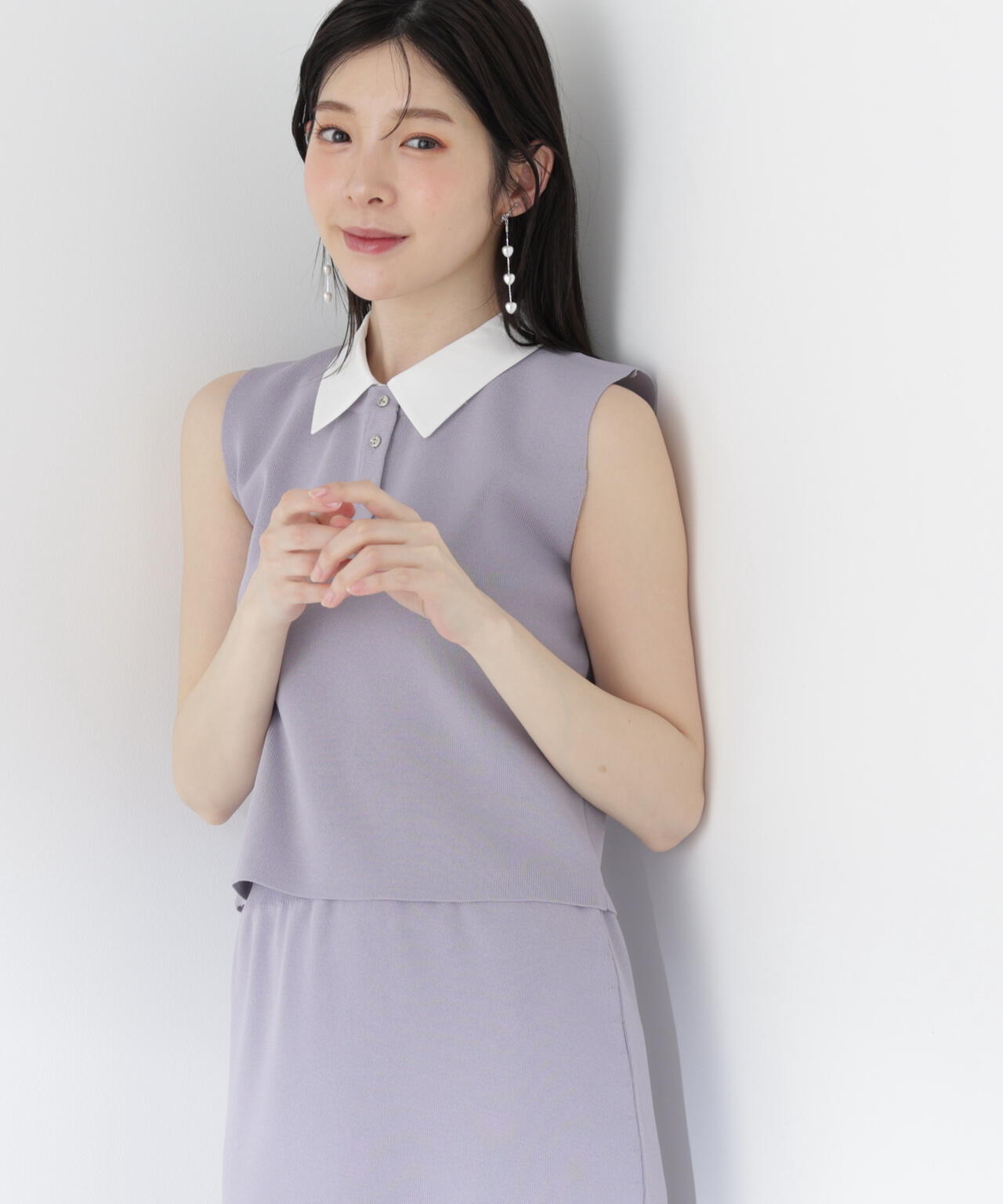 <青島心さん着用>衿ドッキングニットセットアップ