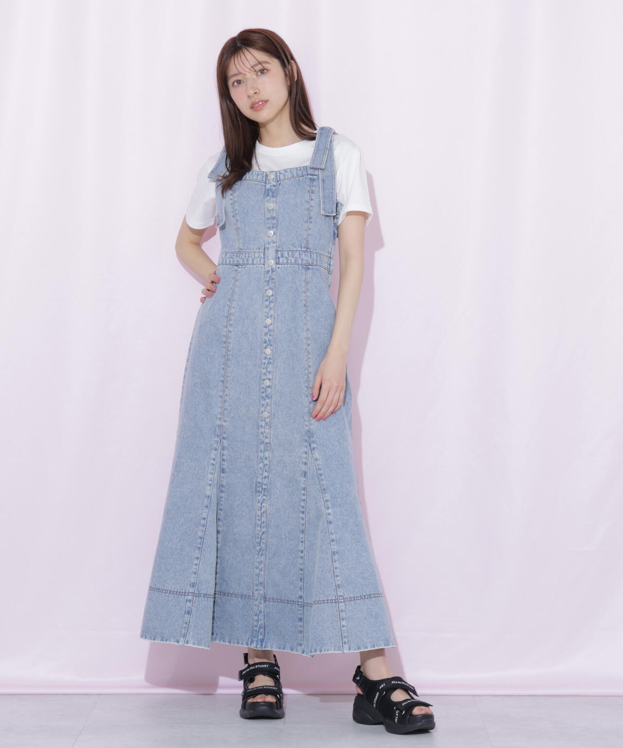 肩リボンデニムジャンスカ