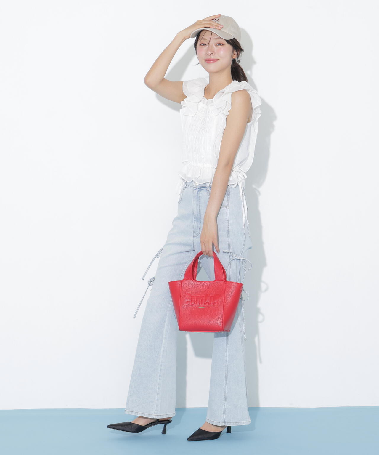 シャーリングシアーリングチェックブブラウス