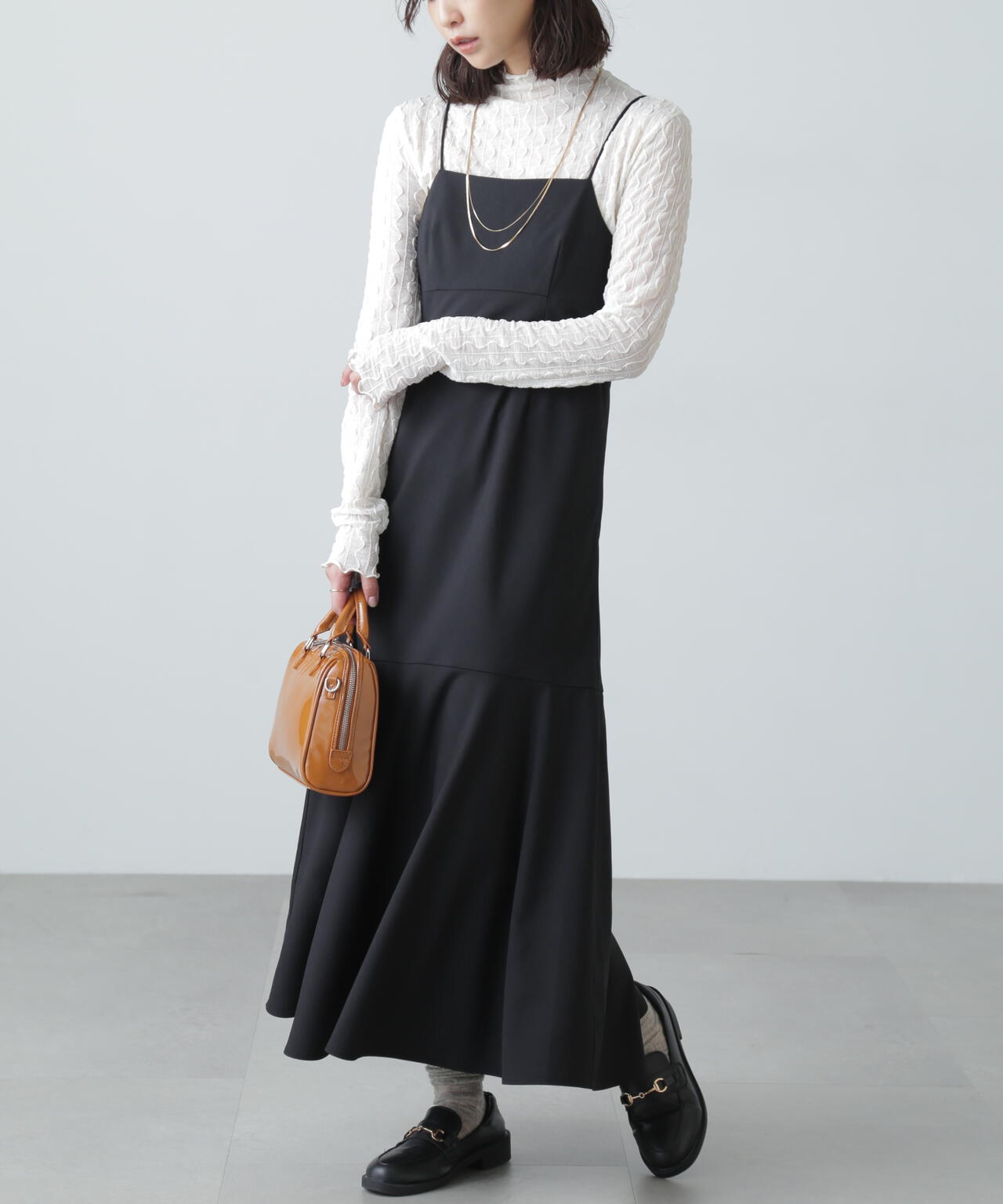 【3サイズ展開XS-M】2ストラップマーメイドキャミワンピース【低身長サイズ有】