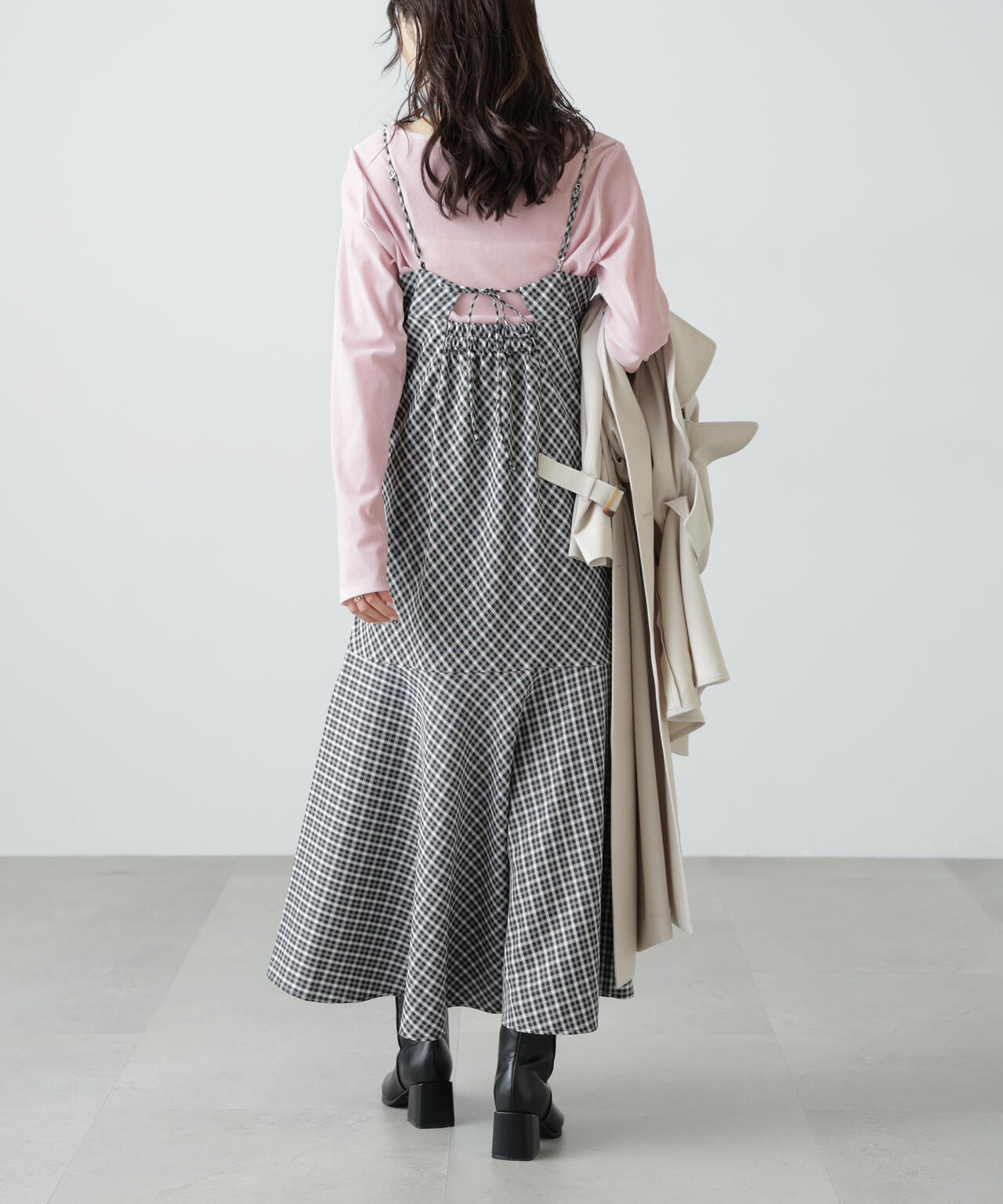 【3サイズ展開XS-M】2ストラップマーメイドキャミワンピース【低身長サイズ有】