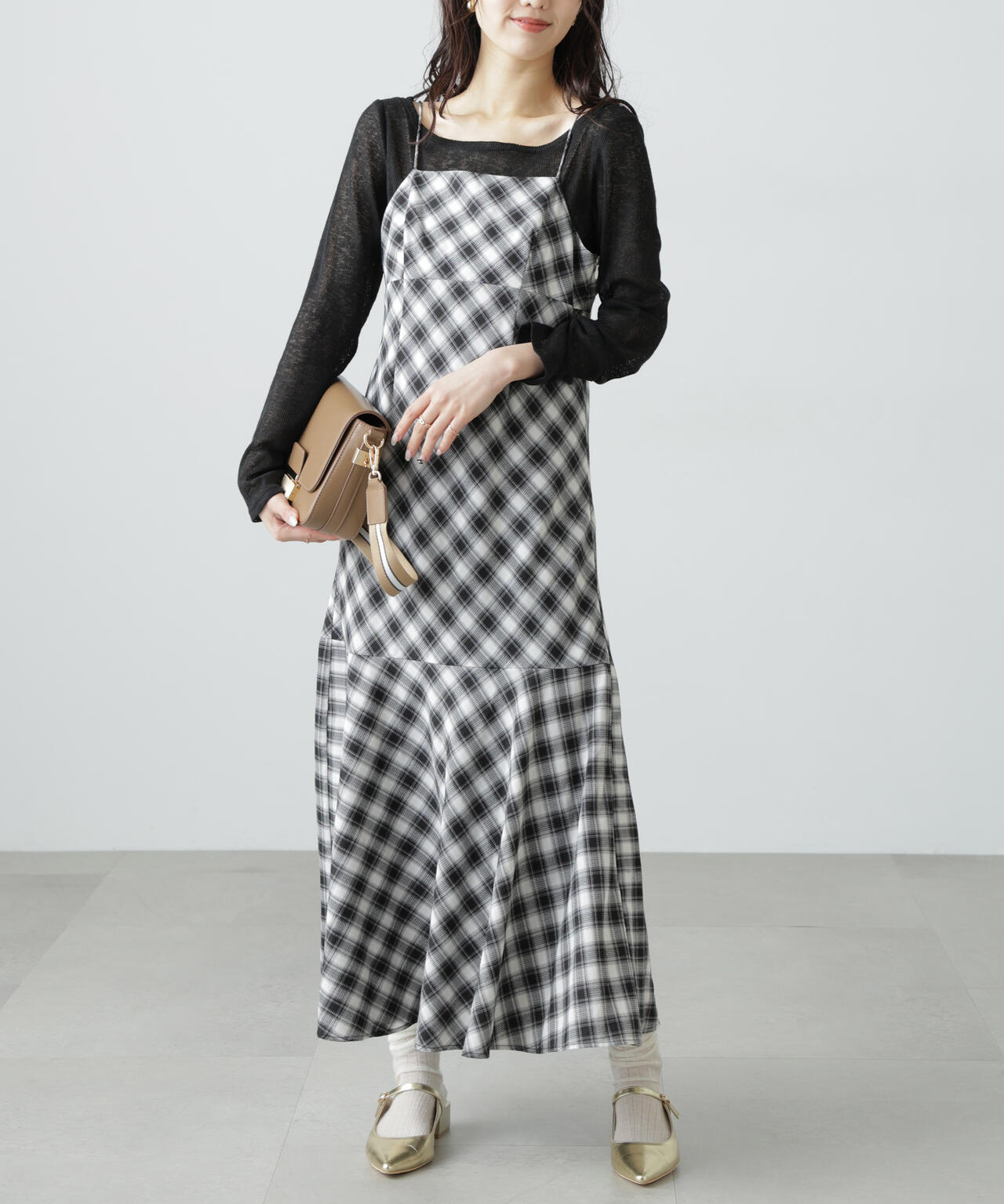 【3サイズ展開XS-M】2ストラップマーメイドキャミワンピース【低身長サイズ有】