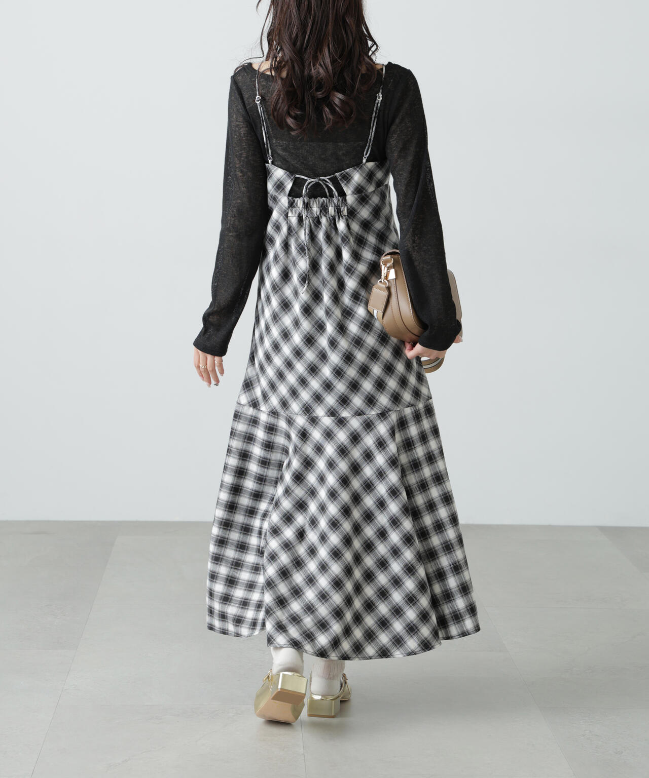【3サイズ展開XS-M】2ストラップマーメイドキャミワンピース【低身長サイズ有】