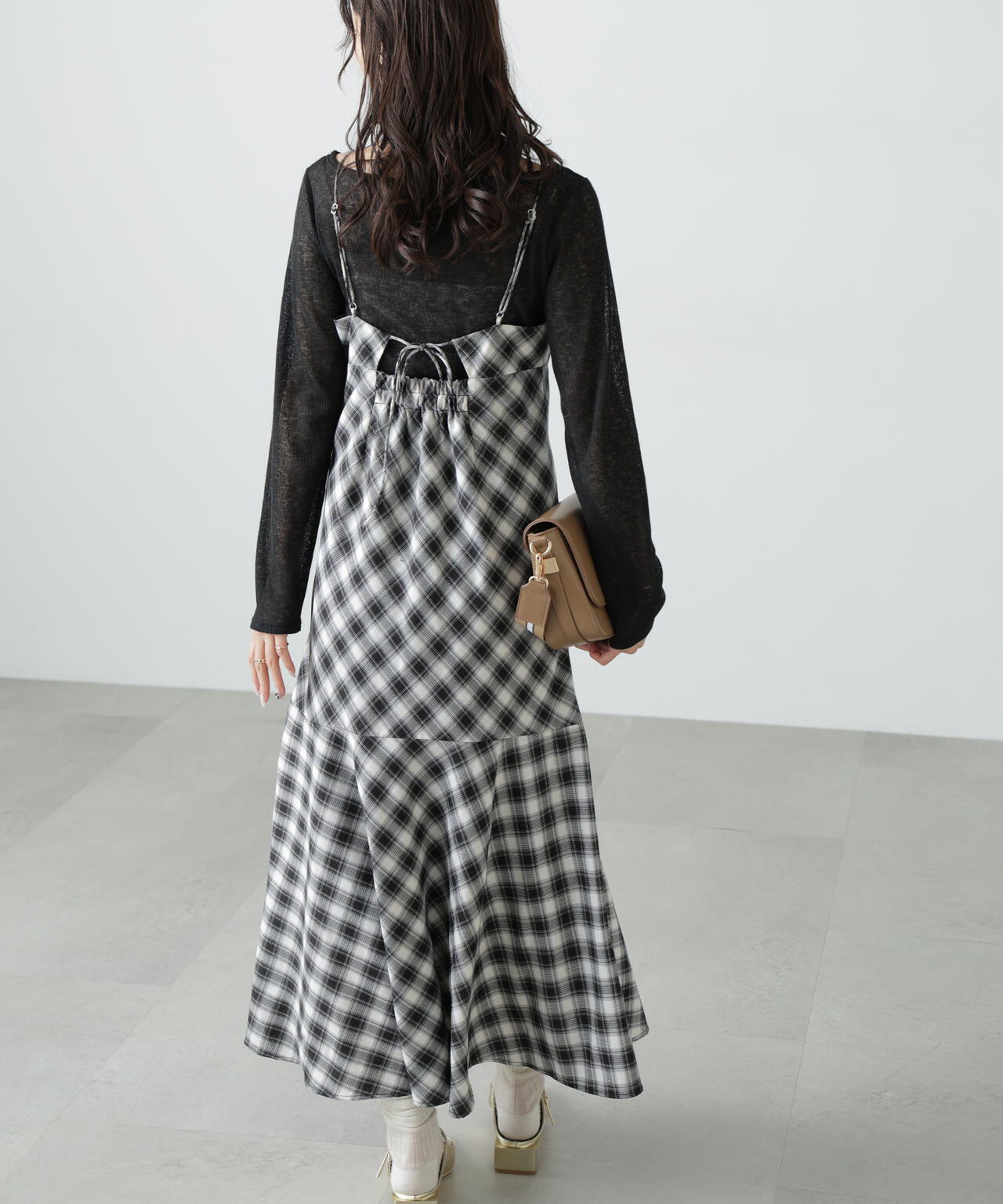 【3サイズ展開XS-M】2ストラップマーメイドキャミワンピース【低身長サイズ有】