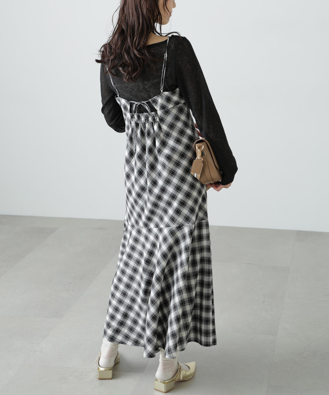 【3サイズ展開XS-M】2ストラップマーメイドキャミワンピース【低身長サイズ有】