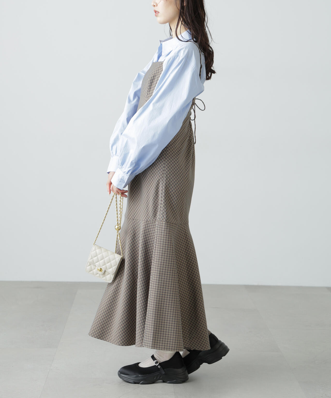 【3サイズ展開XS-M】2ストラップマーメイドキャミワンピース【低身長サイズ有】