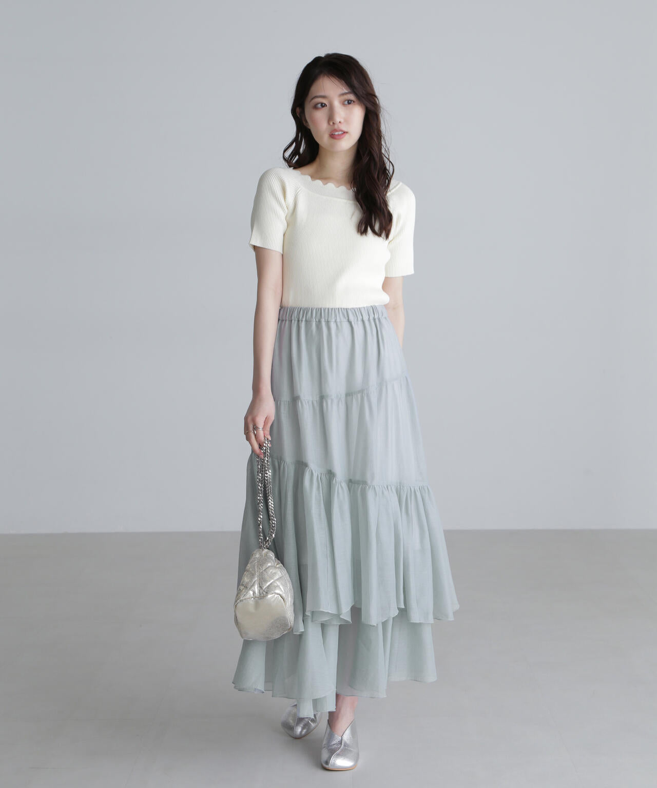2WAYオフショルスカラップニット