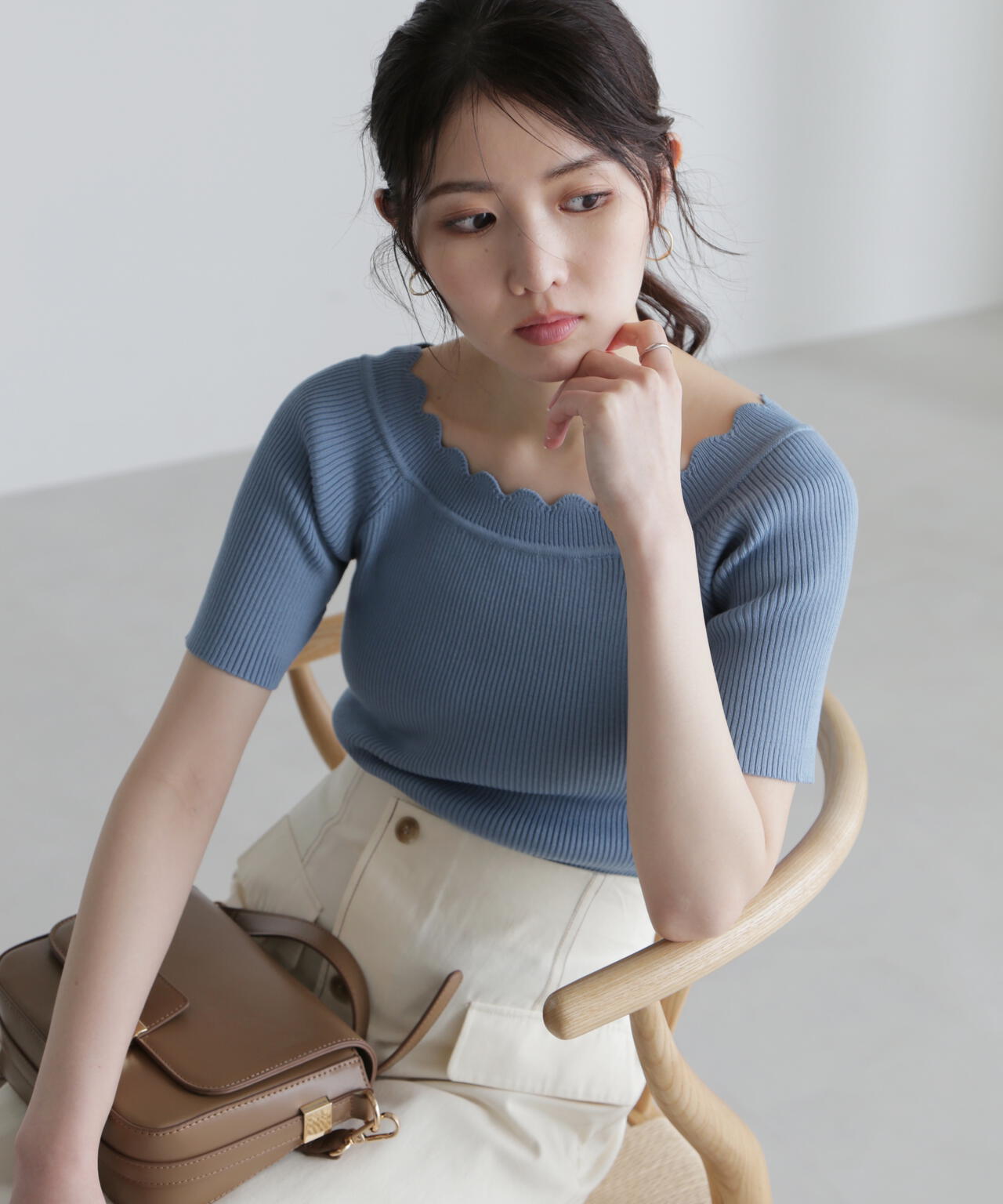 2WAYオフショルスカラップニット