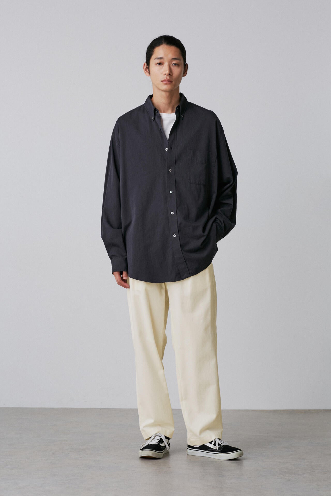 Y / ORGANIC COTTON TENCEL CHINO TROUSERS
