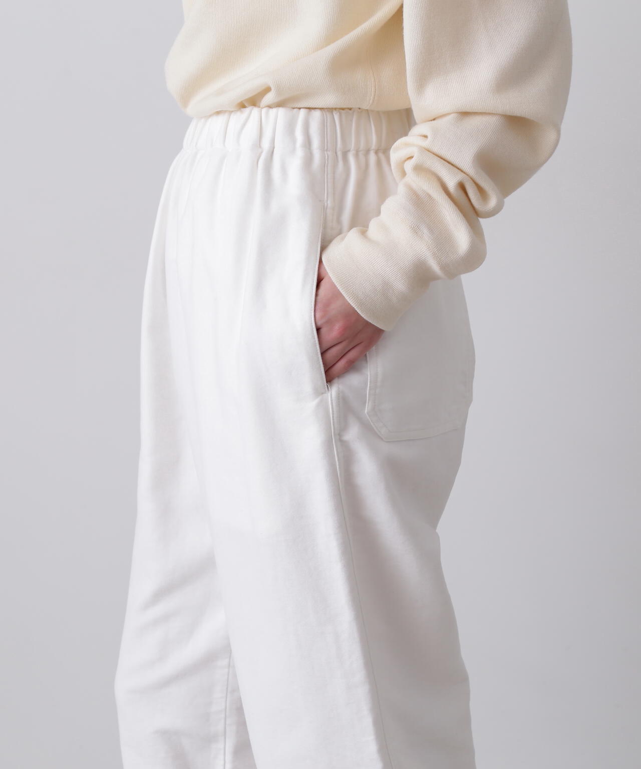 Y / ORGANIC COTTON SOFT MOLESKIN TAPERED EASY TROUSERS