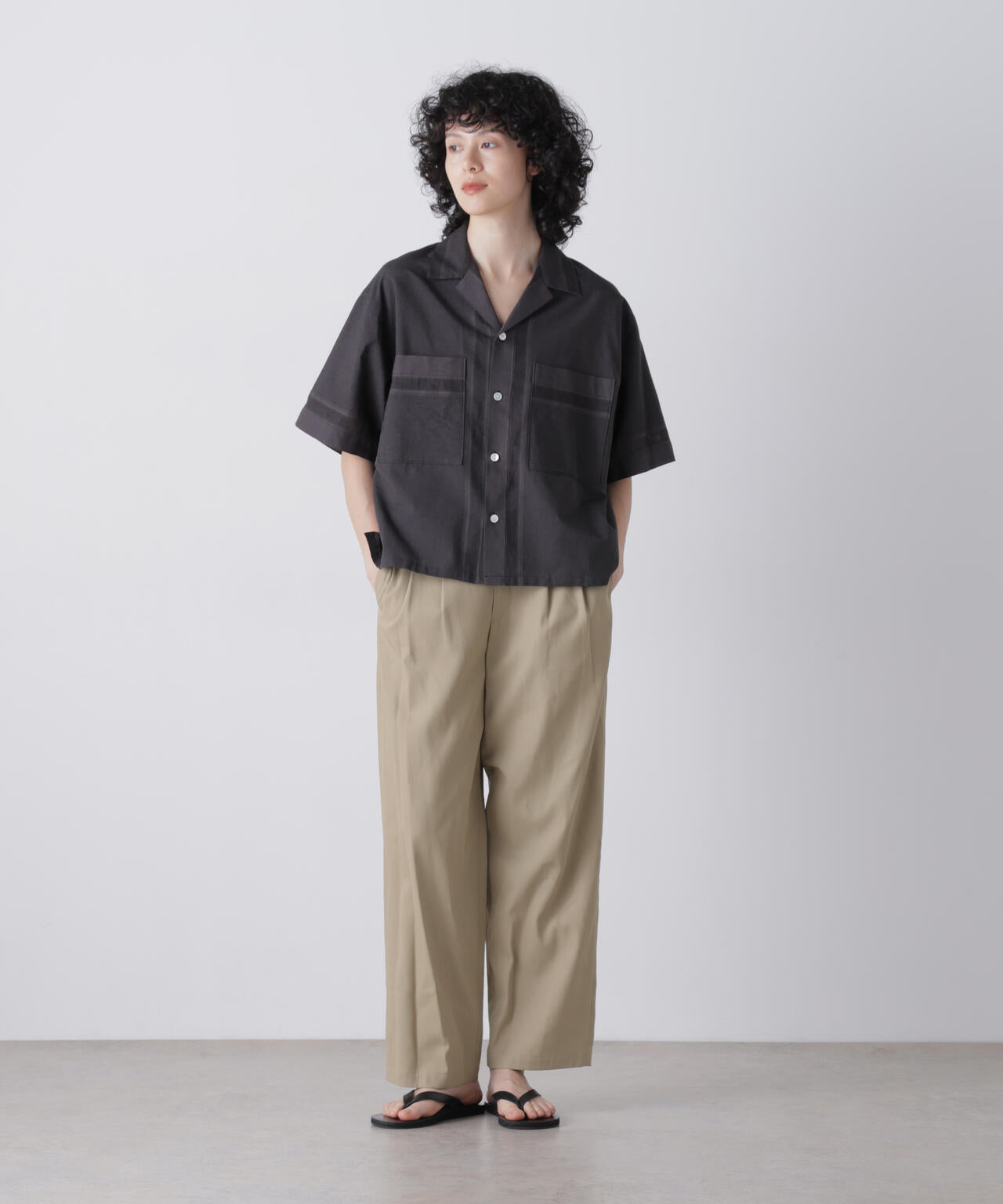 YLEVE / HIGH TWISTED COTTON GABA EASY TROUSERS