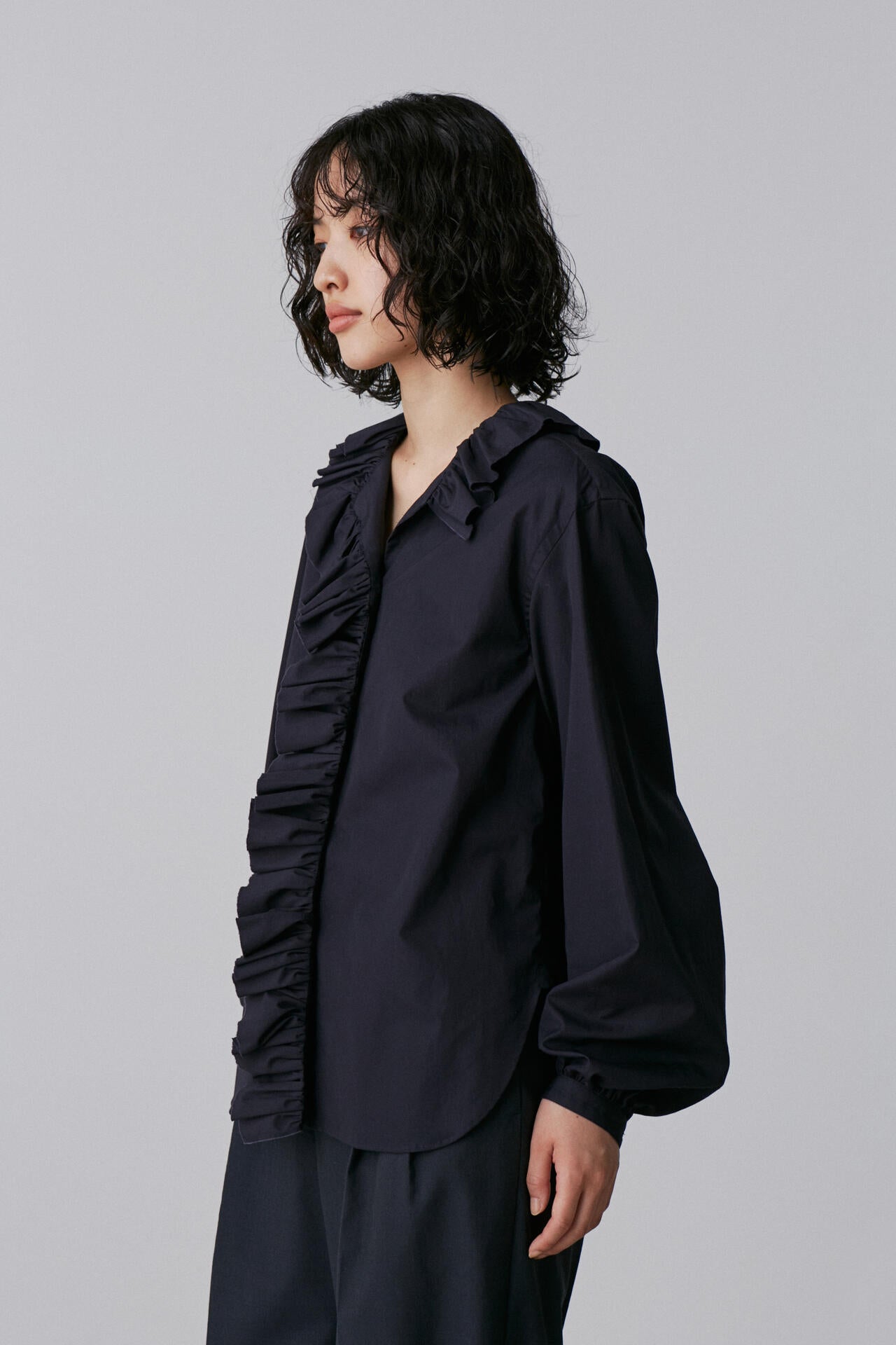 YLEVE / BOURRIENNE COTTON TYPEWRITER RUFFLE BLOUSE