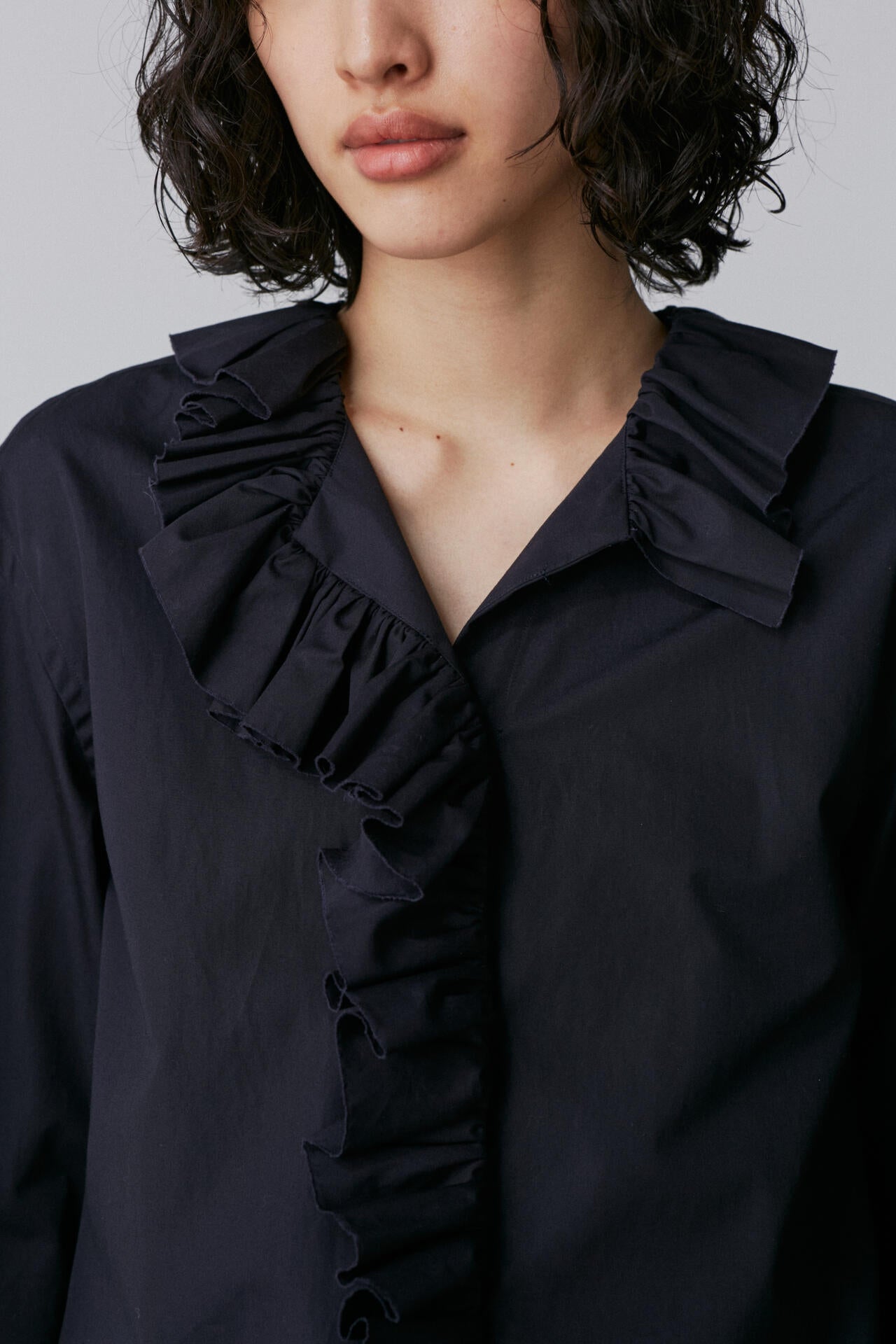 YLEVE / BOURRIENNE COTTON TYPEWRITER RUFFLE BLOUSE