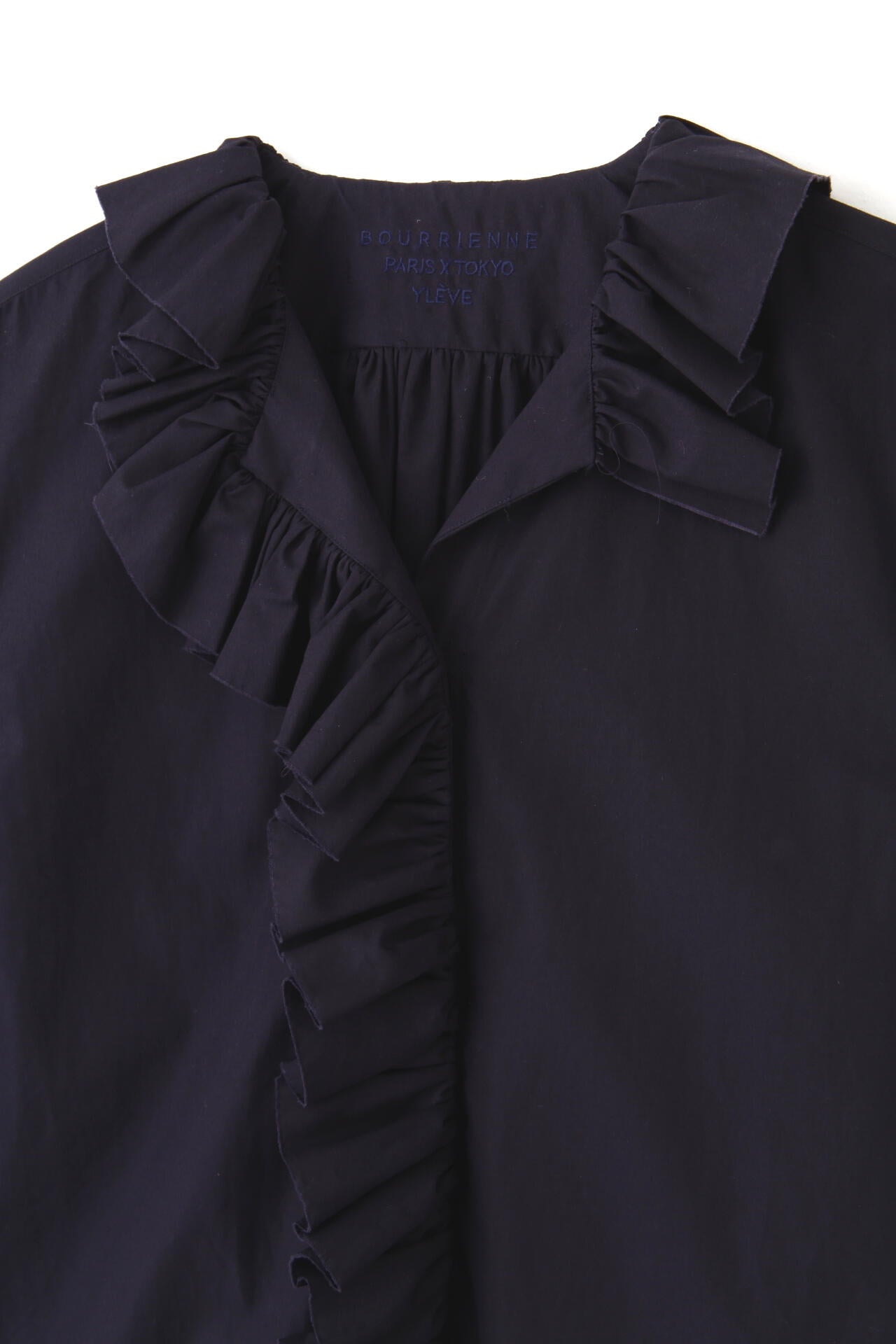 YLEVE / BOURRIENNE COTTON TYPEWRITER RUFFLE BLOUSE