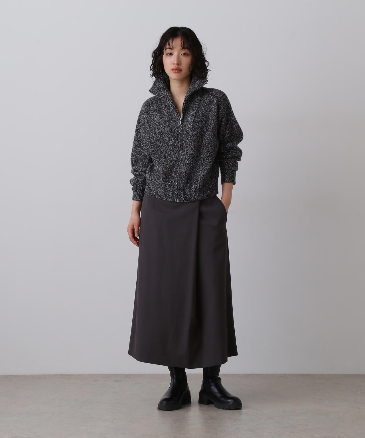 YLEVE / MERINO WOOL TWILL WRAP SKIRT