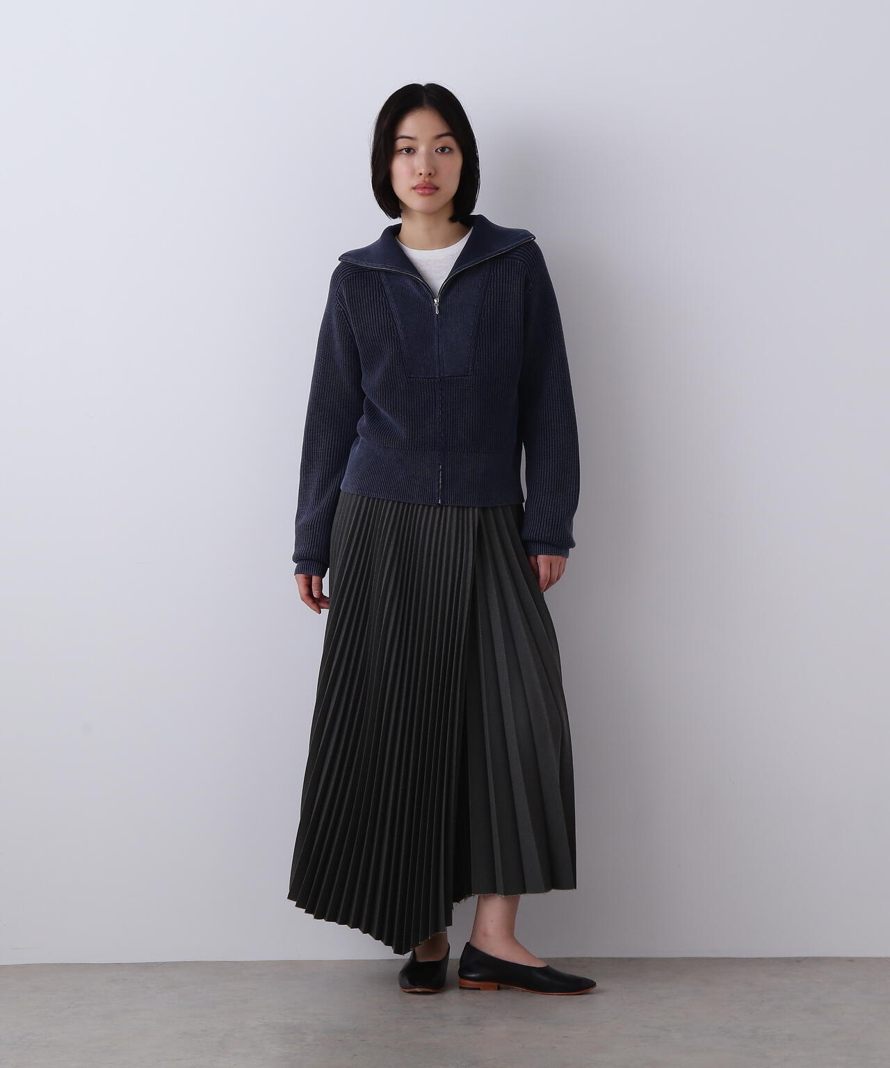 YLEVE / VINTAGE PIGMENTDYE WOOL PLEATED SKIRT
