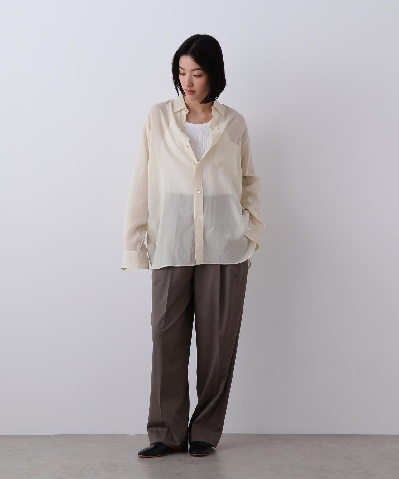 YLEVE / COTTON VOILE LAWN LONG SLEEVE SHIRT