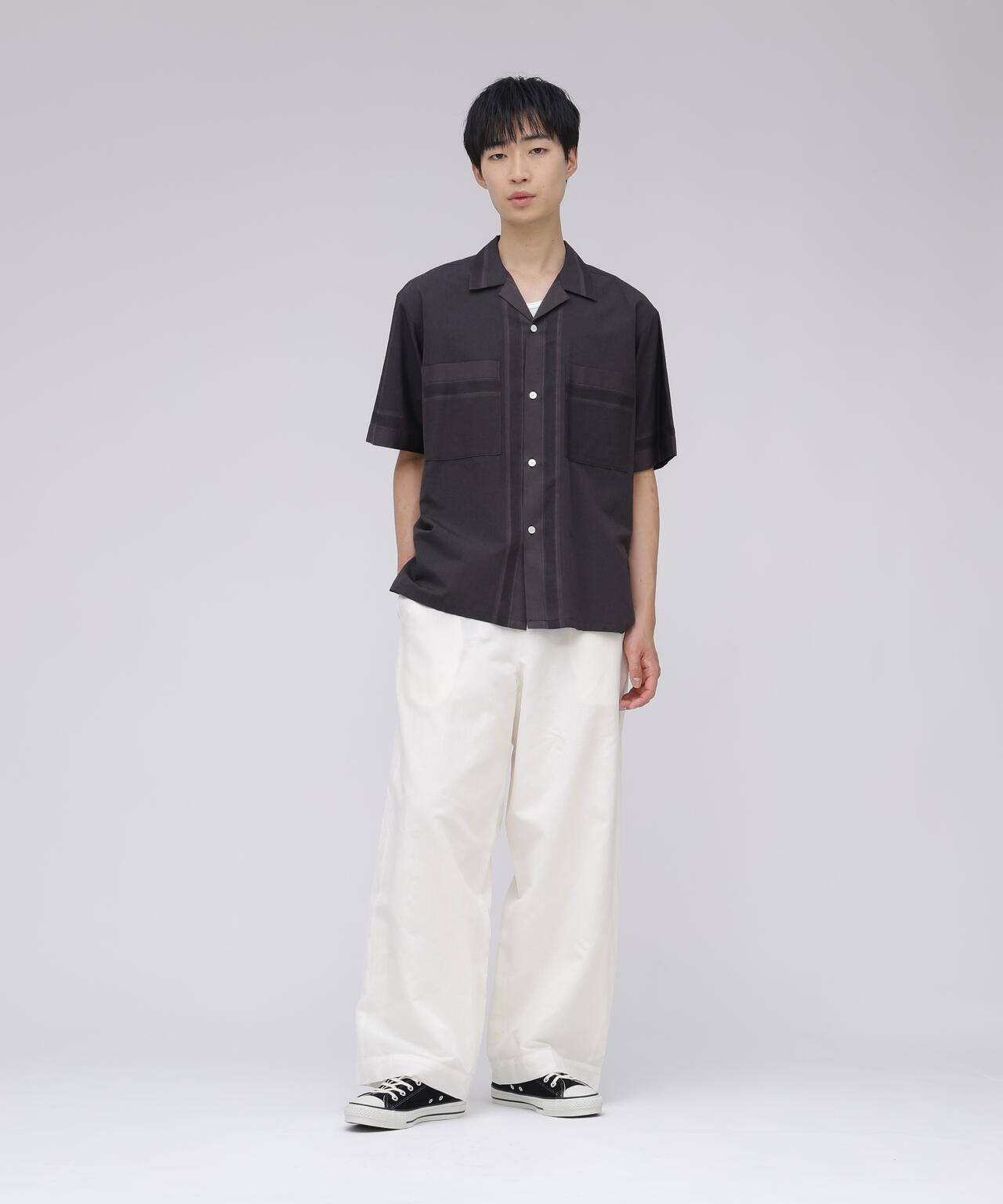 YLEVE / DOBBY STRIPE CHAMBRAY EASY TROUSERS