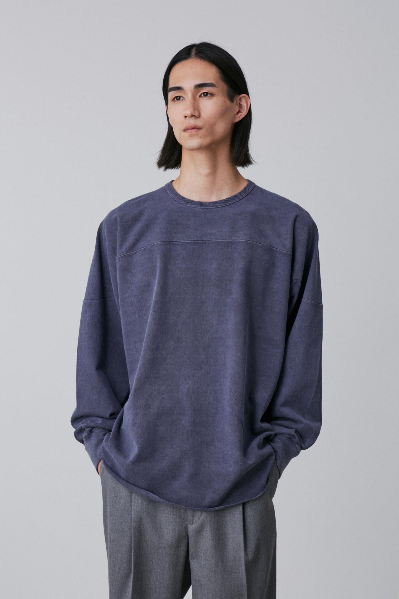 YLEVE / OPEN END COTTON PIGMENT DYE LONG SLEEVE T-SHIRT