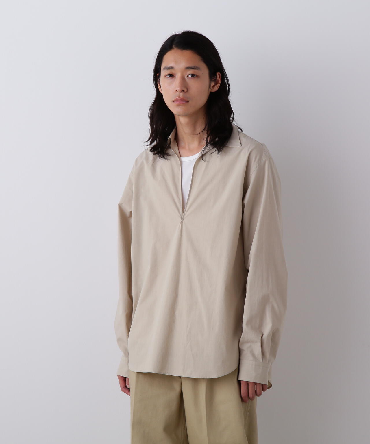 YLEVE / COTTON SILK TYPEWRITER SKIPPER SHIRT