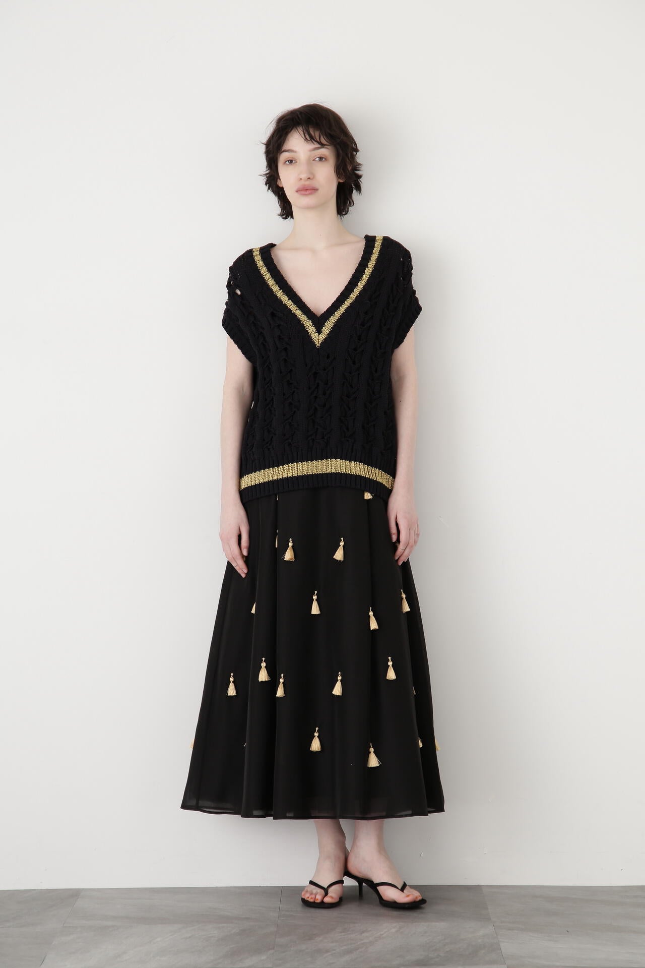 Sheer Organdy Tassel Skirt
