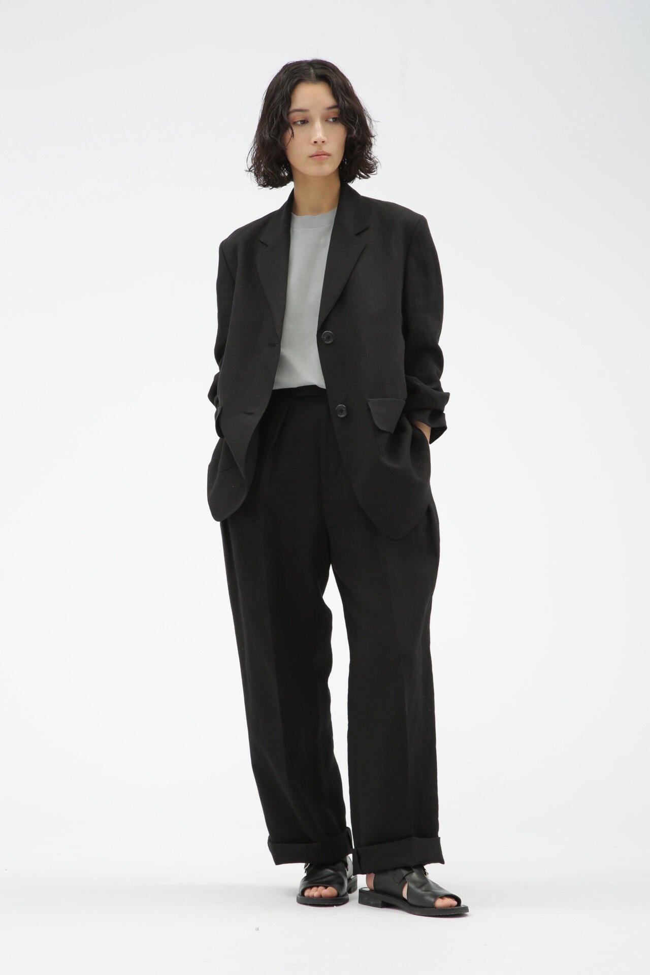 COMPACT LINEN TROUSERS