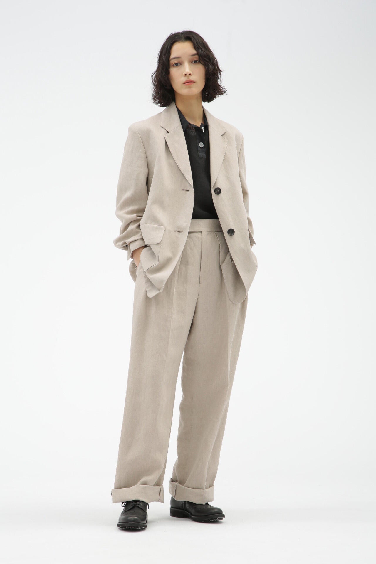COMPACT LINEN TROUSERS