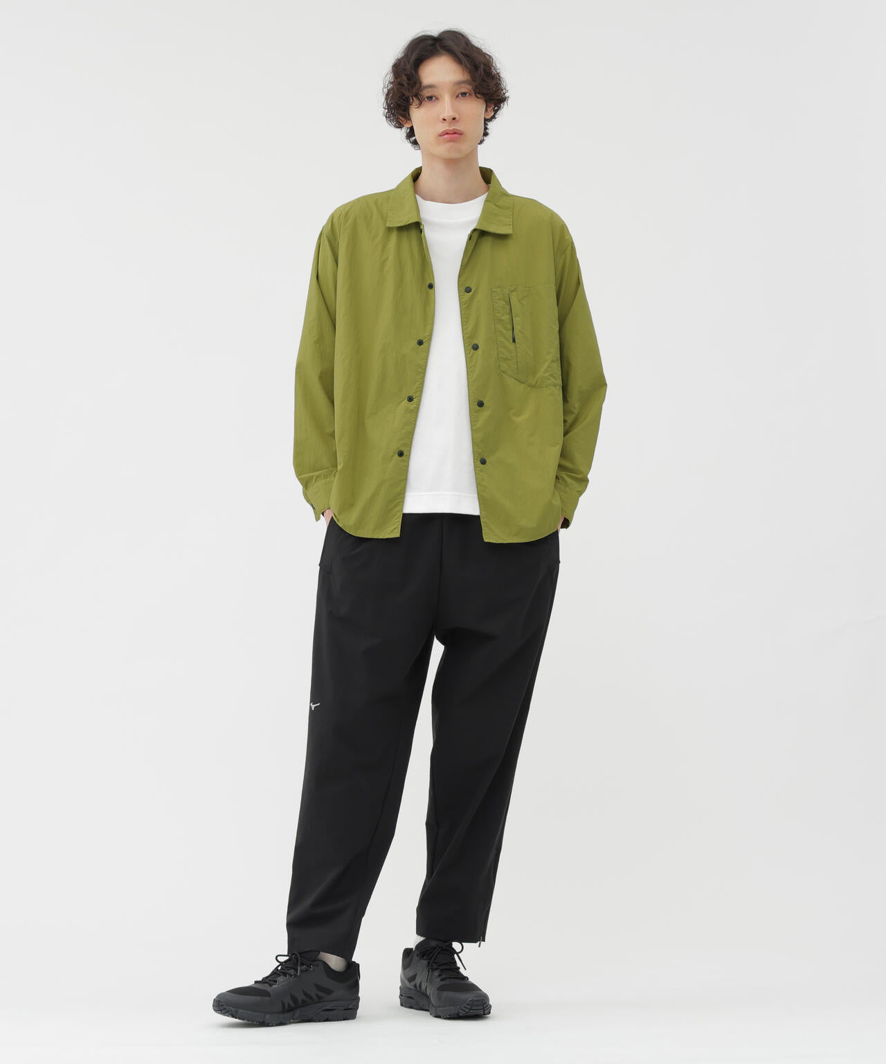 STRETCH POLYESTER HEAVY POPLIN TROUSERS