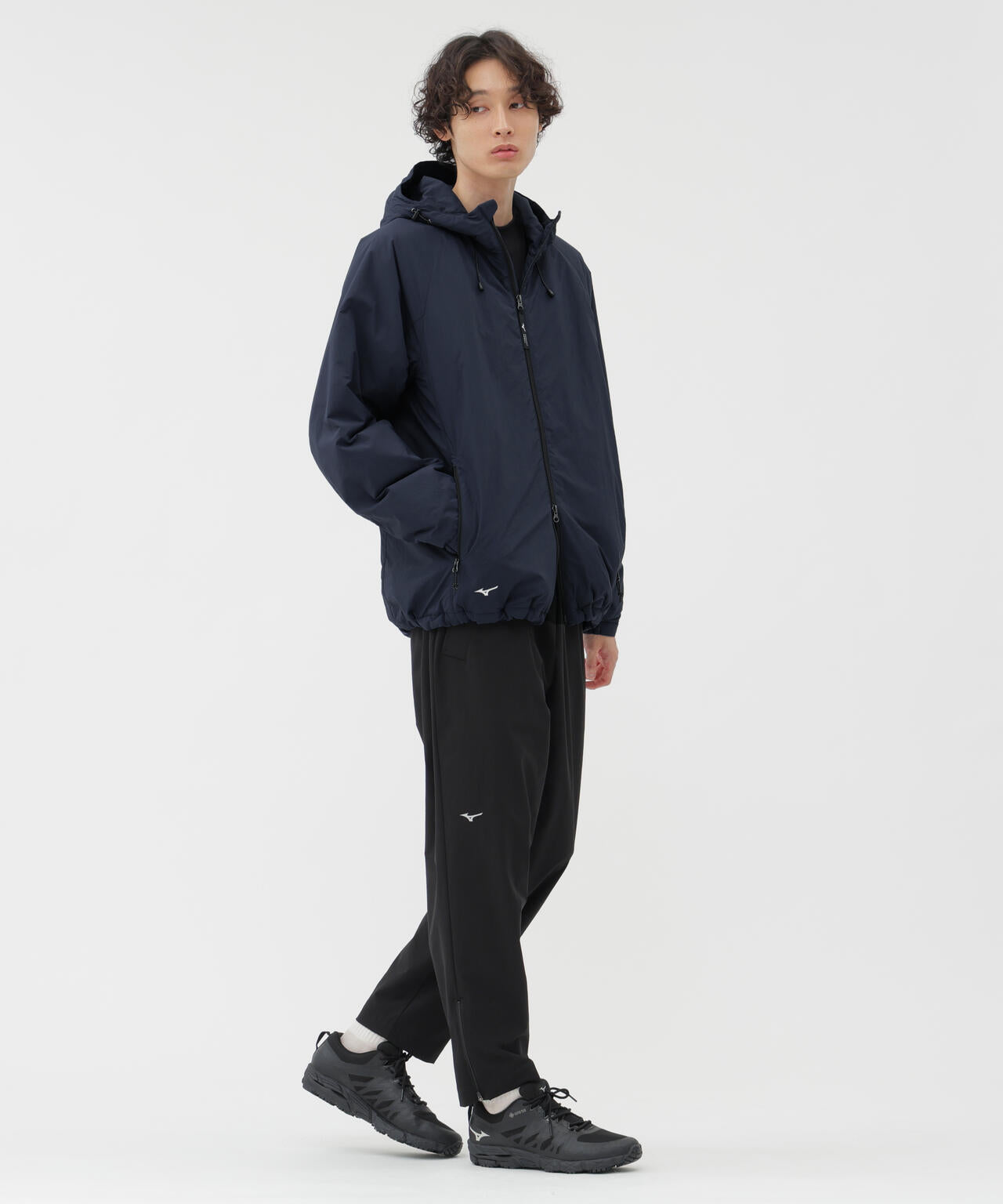 STRETCH POLYESTER HEAVY POPLIN TROUSERS