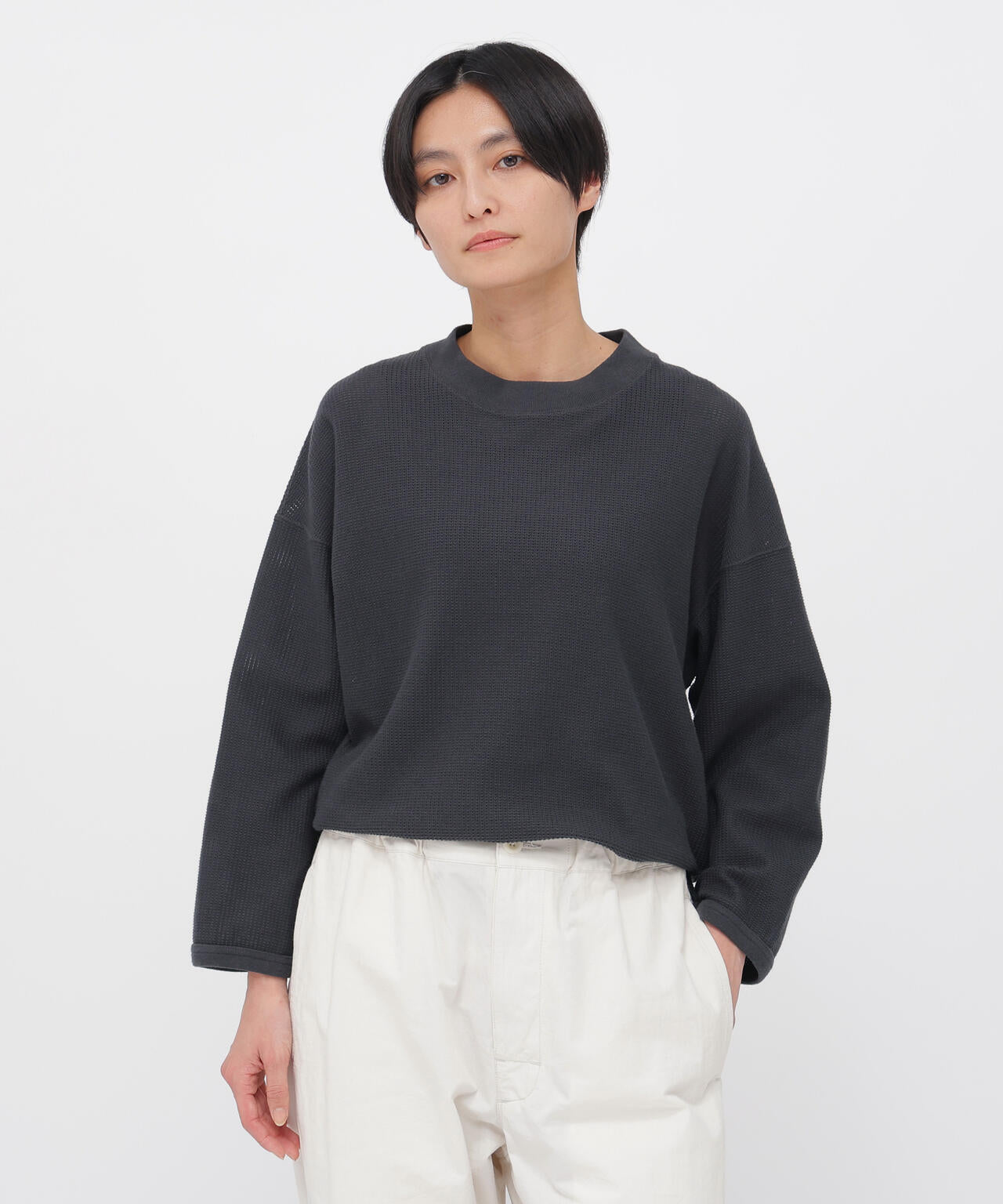 COTTON JERSEY MESH TOP