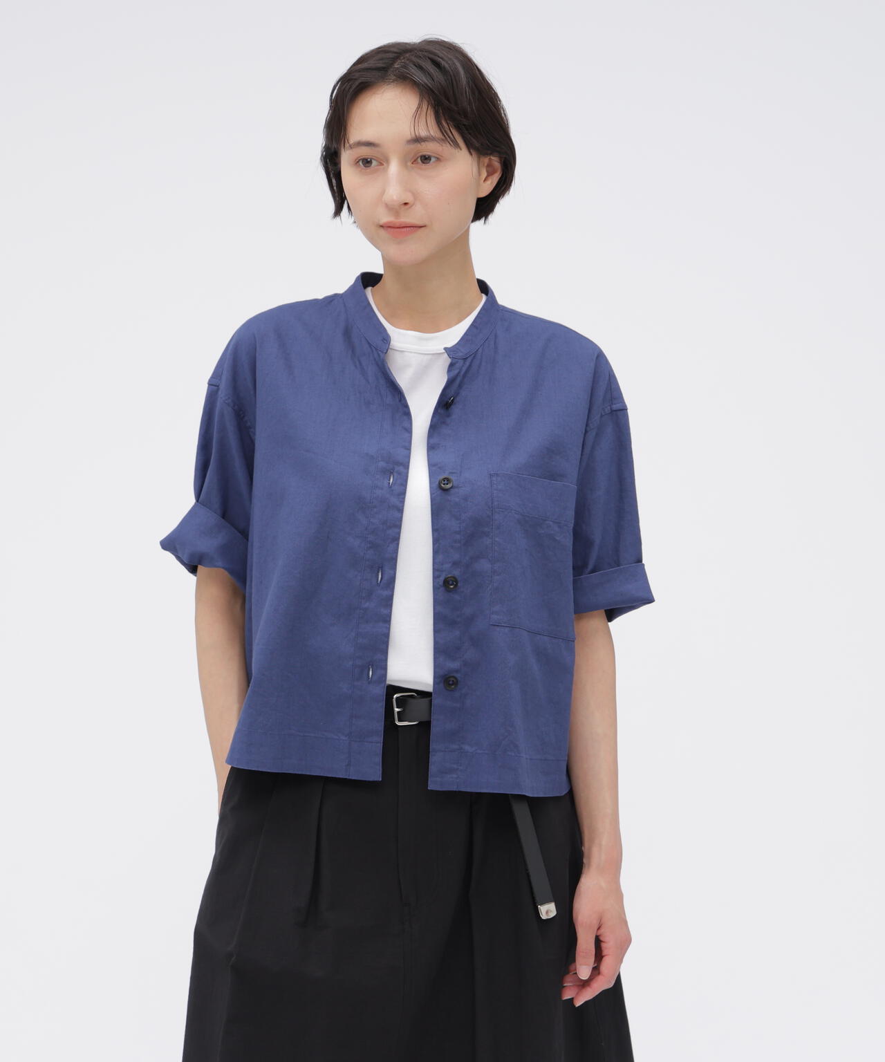 SURFACE DYED COTTON LINEN SHIRT