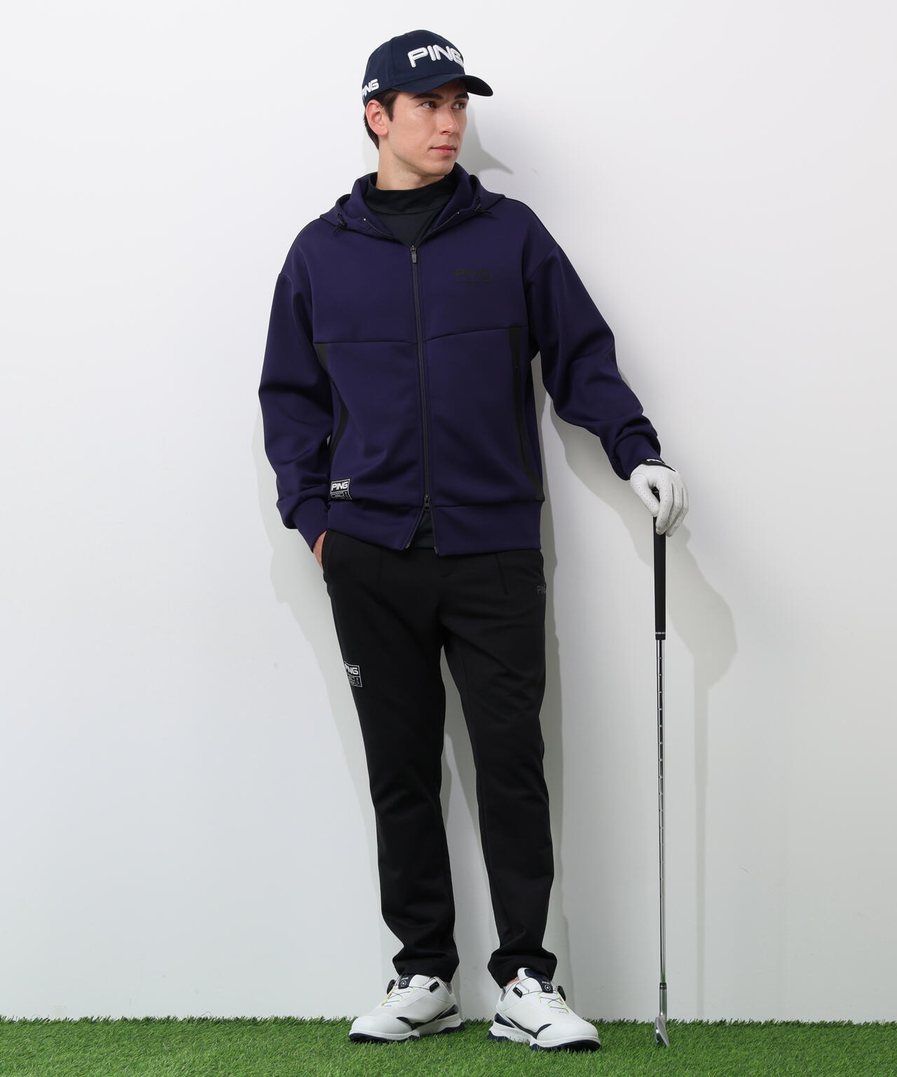 【PING APPAREL】全方向ストレッチ 接結裏メッシュスウェットテーパードパンツ <GOLD> (MENS)