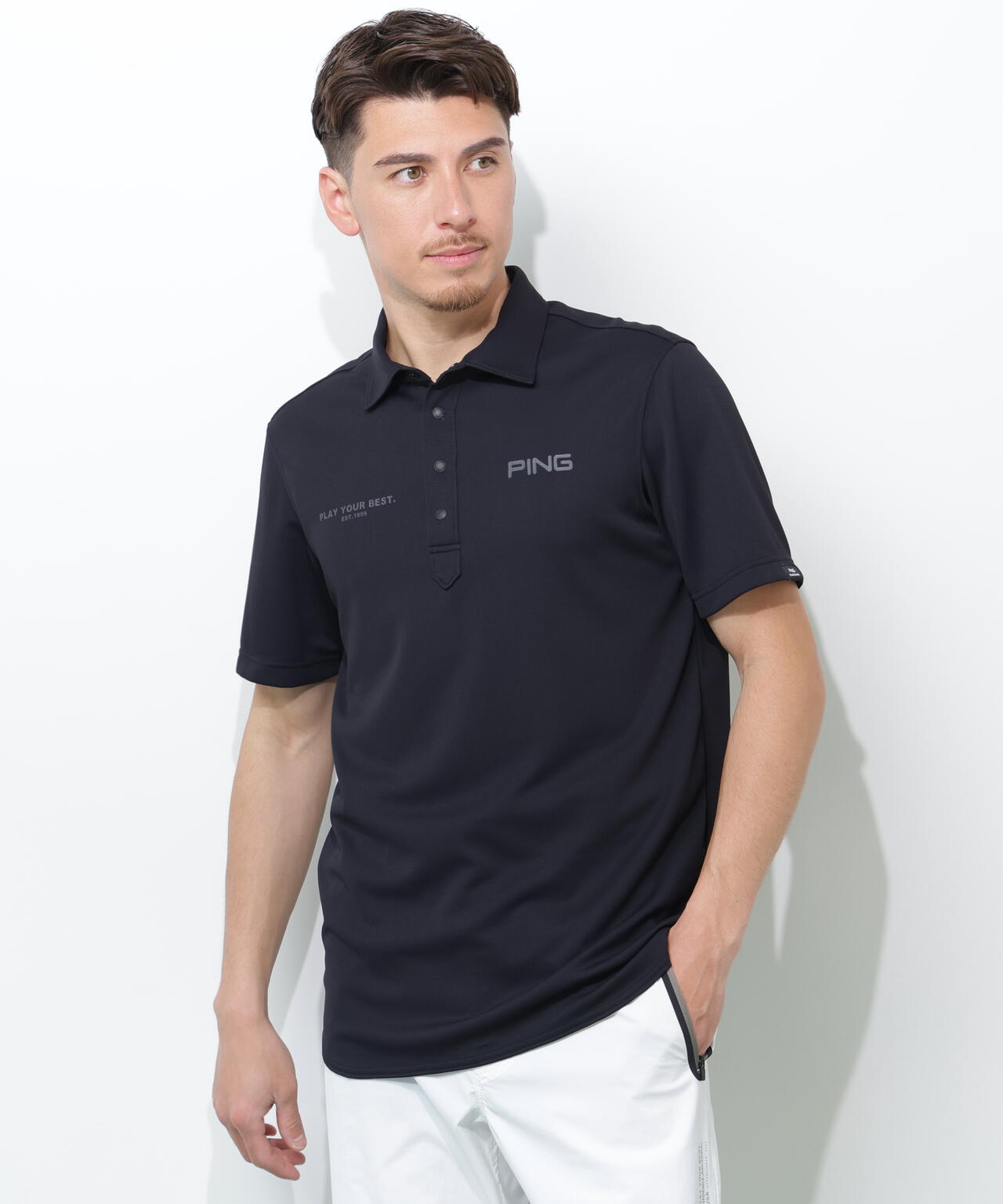 【PING APPAREL】アセイヤーン裏ワッフル半袖ポロシャツ <PERFORMANCE> (MENS)