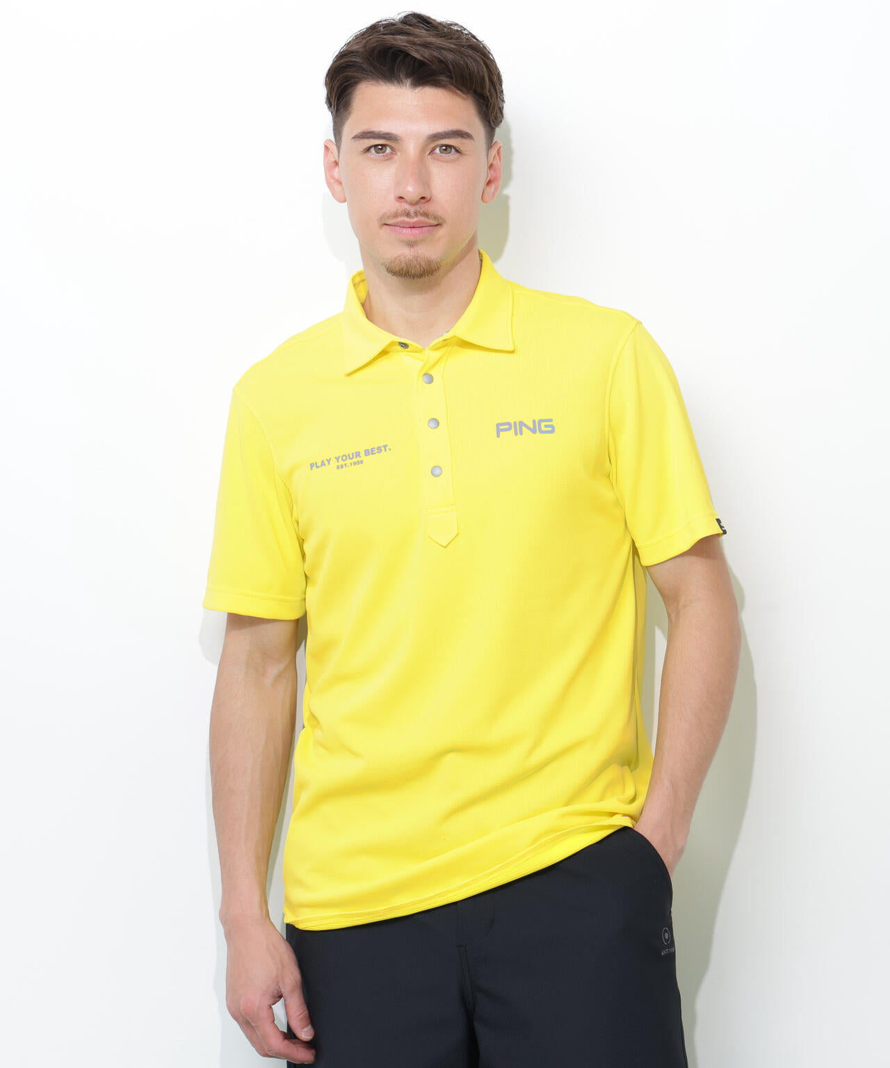 【PING APPAREL】アセイヤーン裏ワッフル半袖ポロシャツ <PERFORMANCE> (MENS)