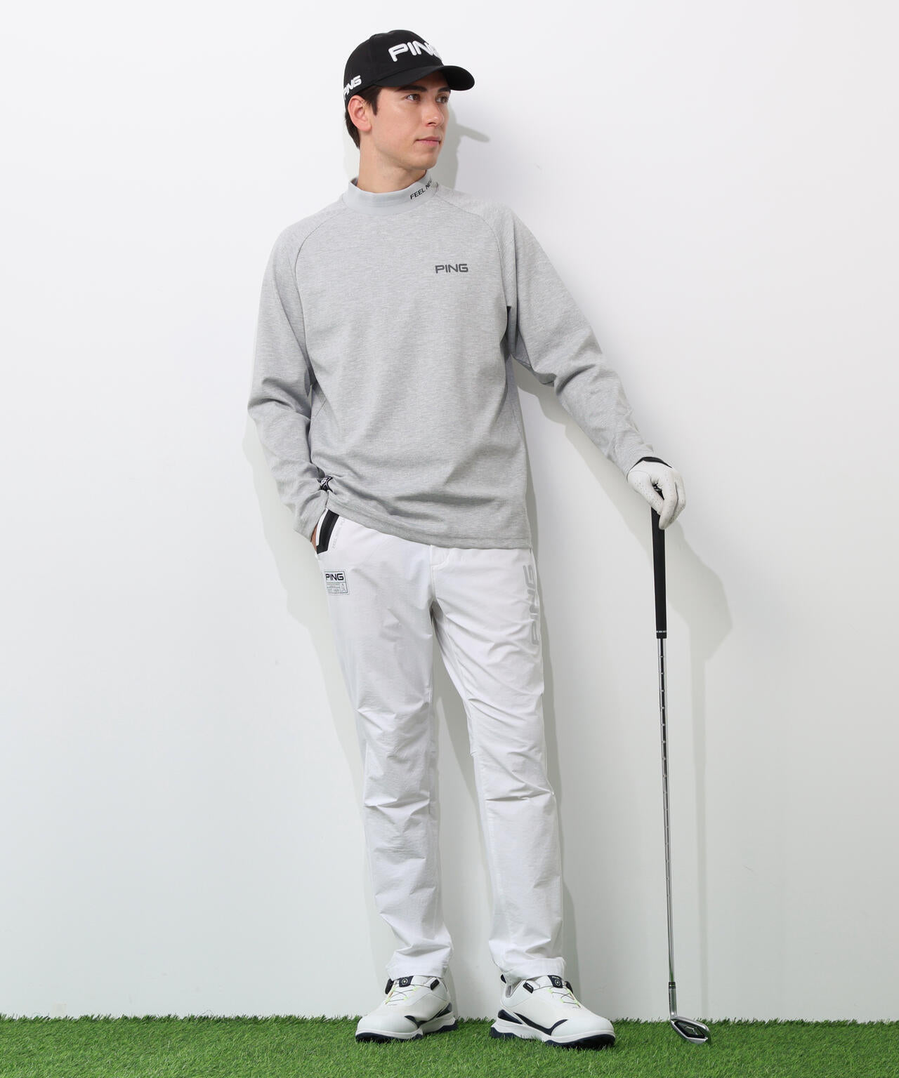 【PING APPAREL】冷感ポンチハイネックシャツ <GOLD> (MENS)